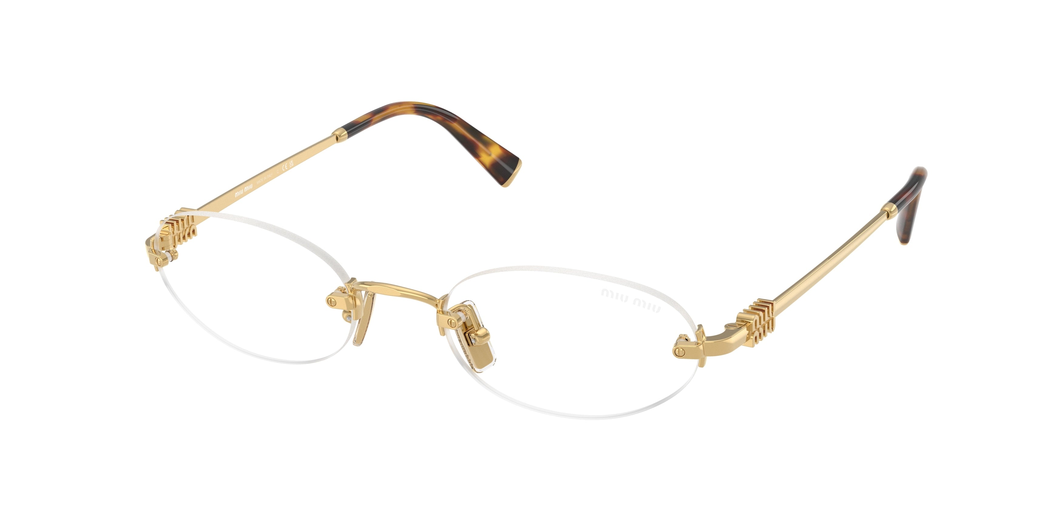 Miu Miu MUA54S Oval Sunglasses  5AK08N-Gold 51-140-20 - Color Map Gold