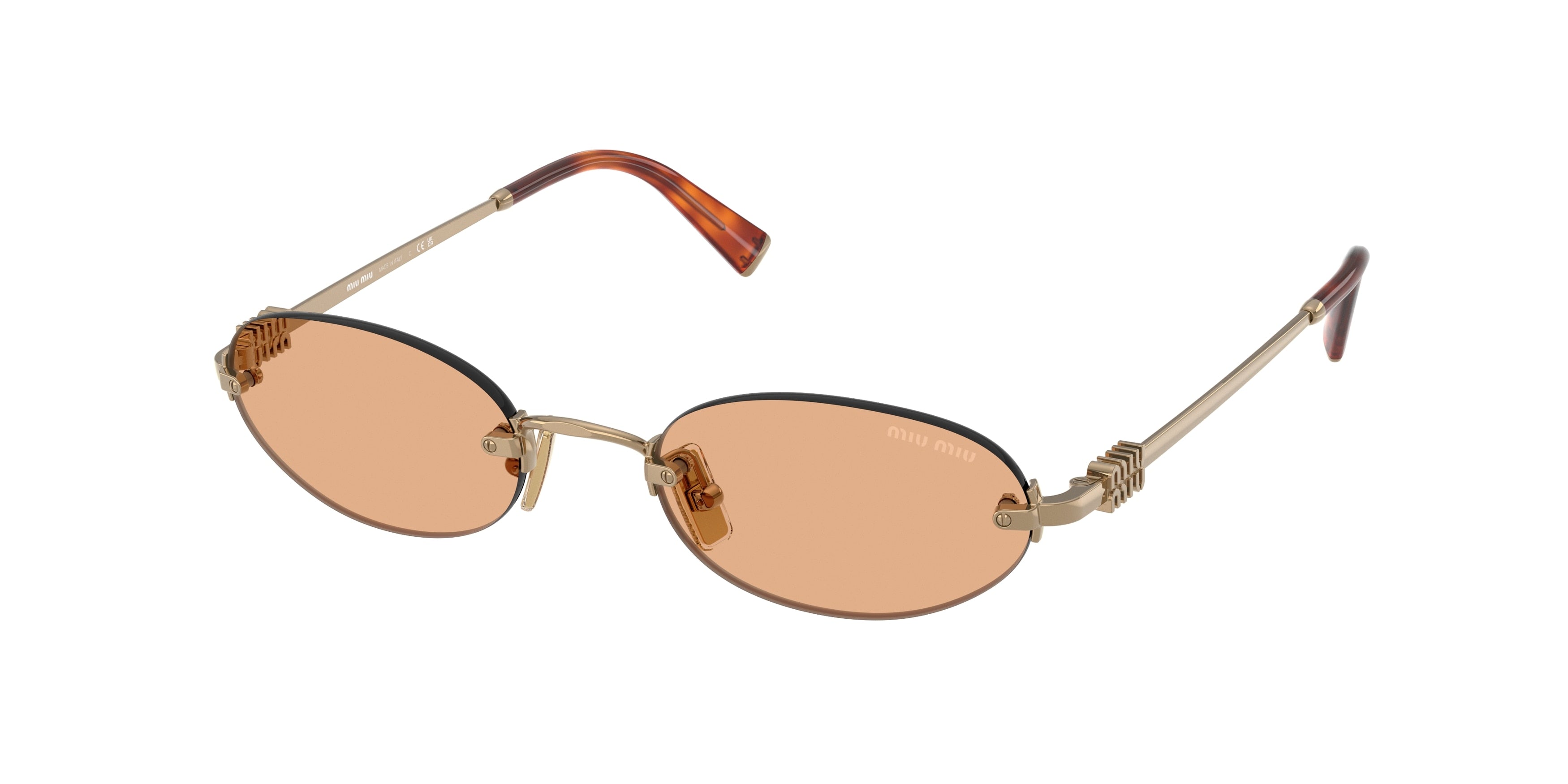 Miu Miu MUA54S Oval Sunglasses  7OE90X-Brass 51-140-20 - Color Map Brown