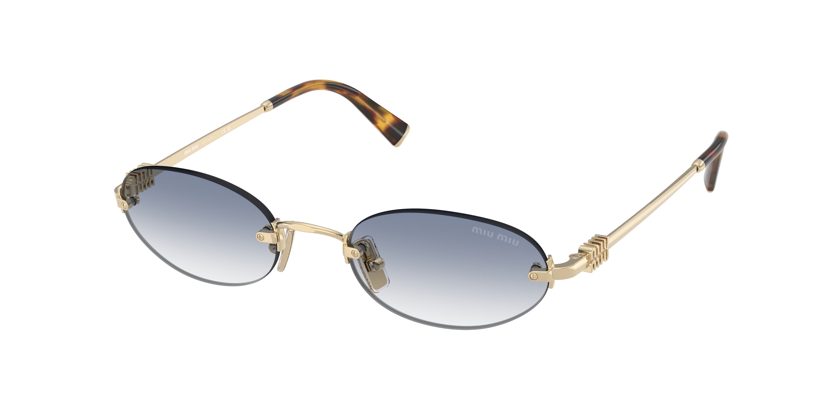 Miu Miu MUA54S Oval Sunglasses  ZVN80O-Pale Gold 51-140-20 - Color Map Gold