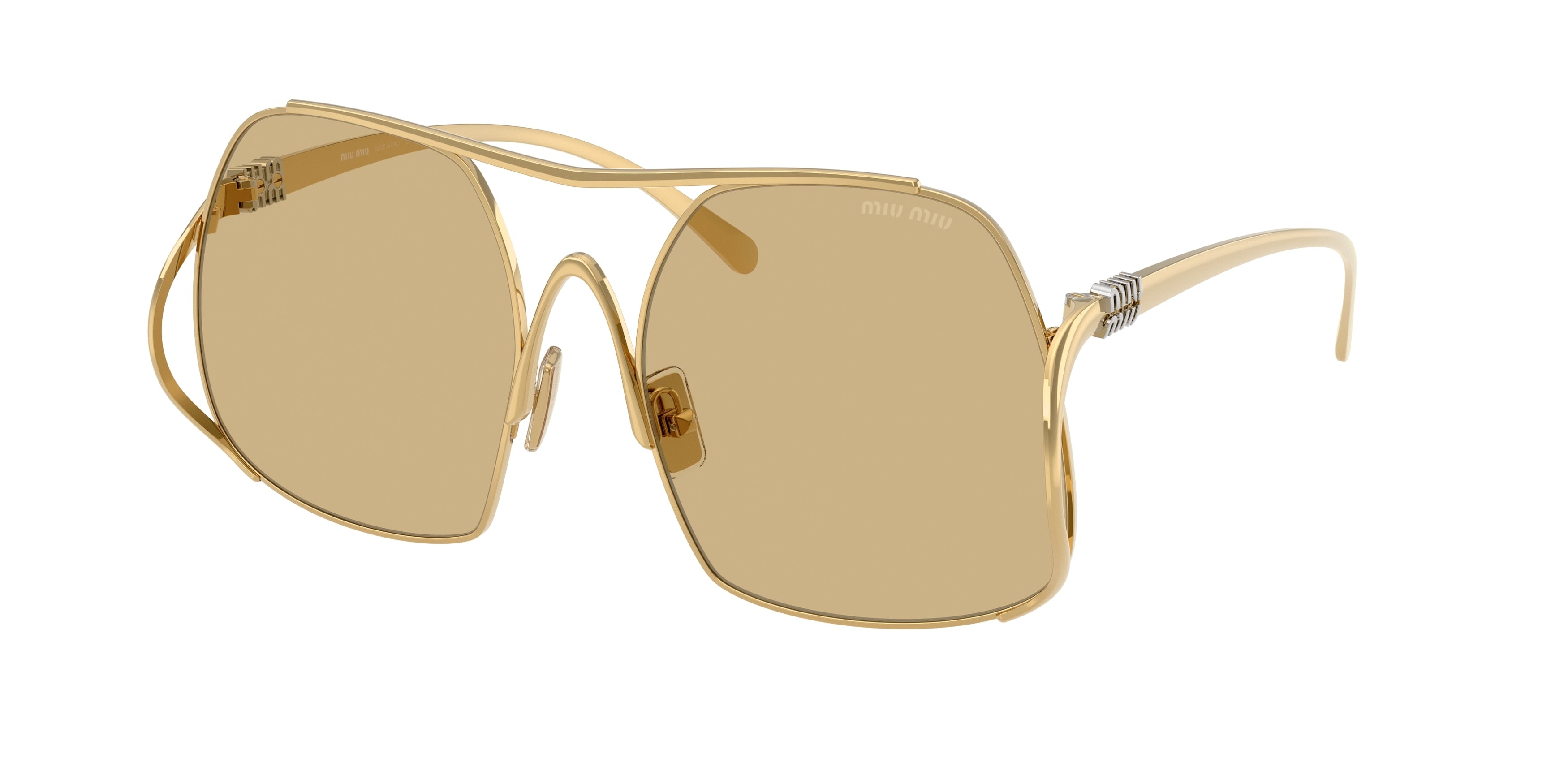 Miu Miu MUA55S Square Sunglasses  5AK10R-Gold 57-140-18 - Color Map Gold