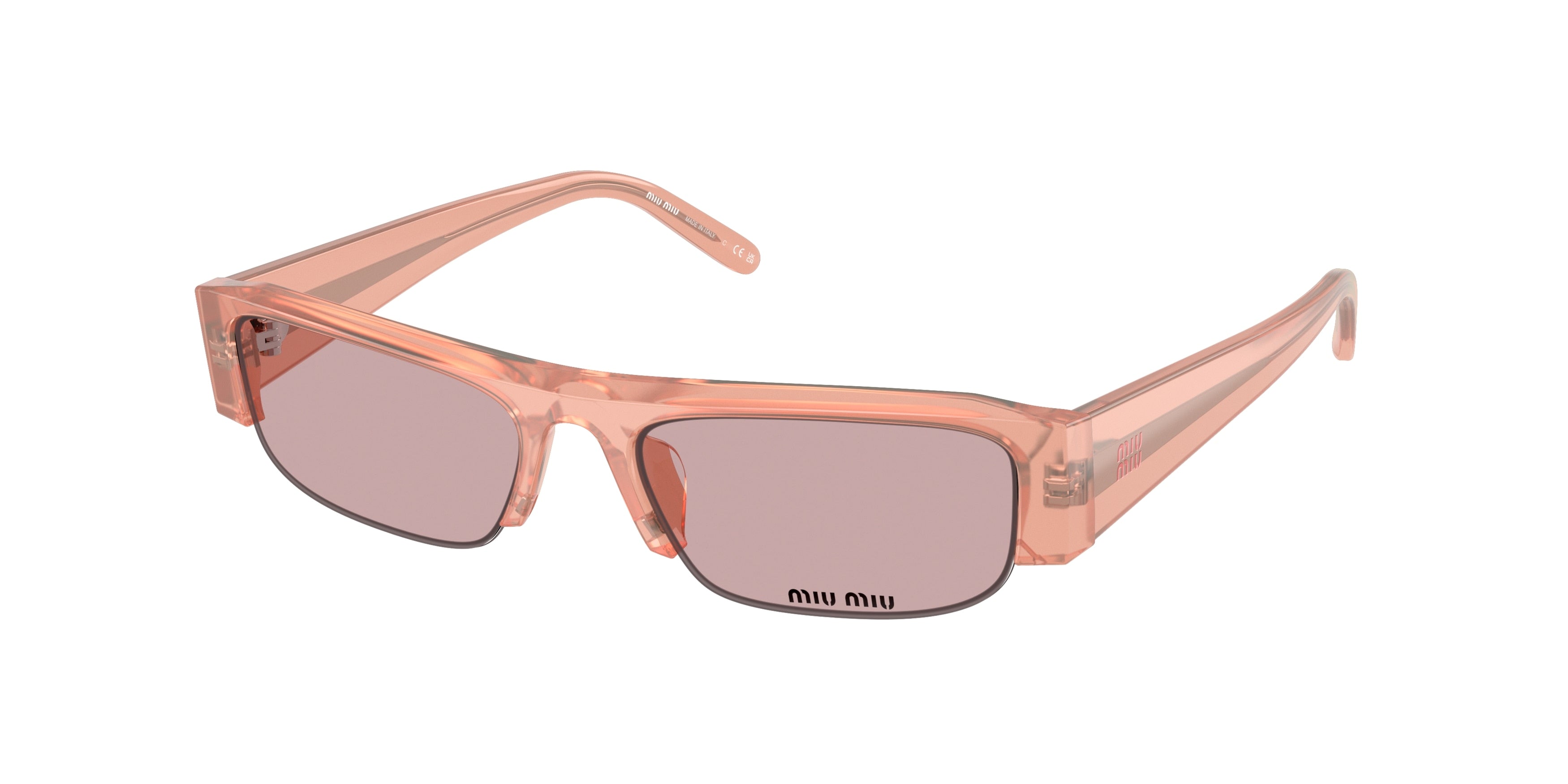 Miu Miu MUB07S Rectangle Sunglasses  20I60V-Opaline Pink 51-135-17 - Color Map Pink