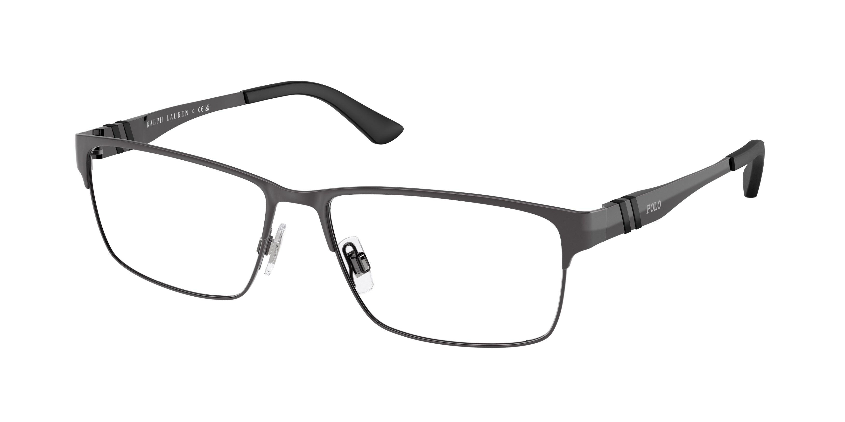 Polo PH1147 Rectangle Eyeglasses  9215-Shiny Dark Gunmetal 58-150-16 - Color Map Grey