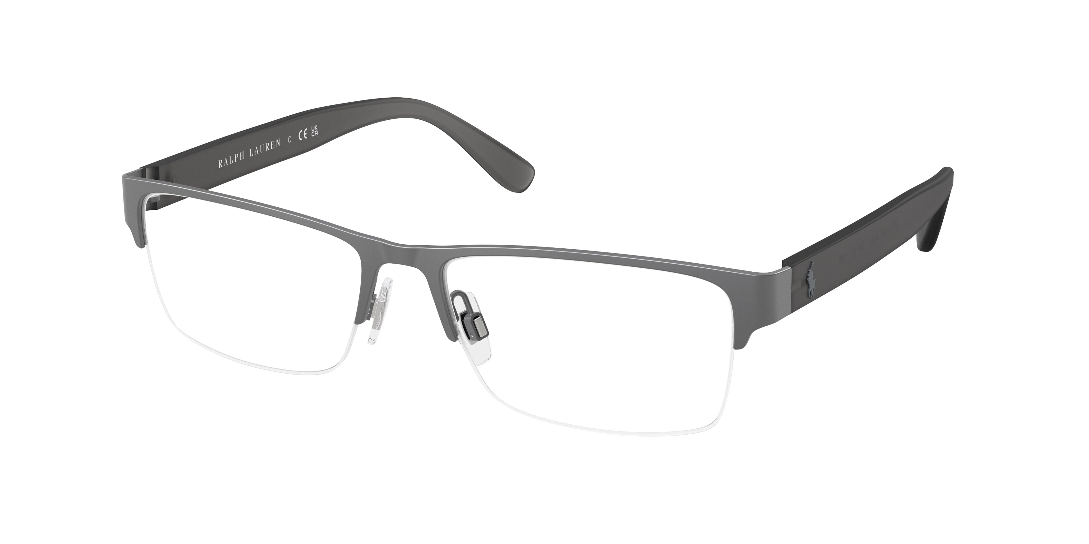 Polo PH1164 Rectangle Eyeglasses  9157-Matte Dark Gunmetal 56-145-17 - Color Map Grey