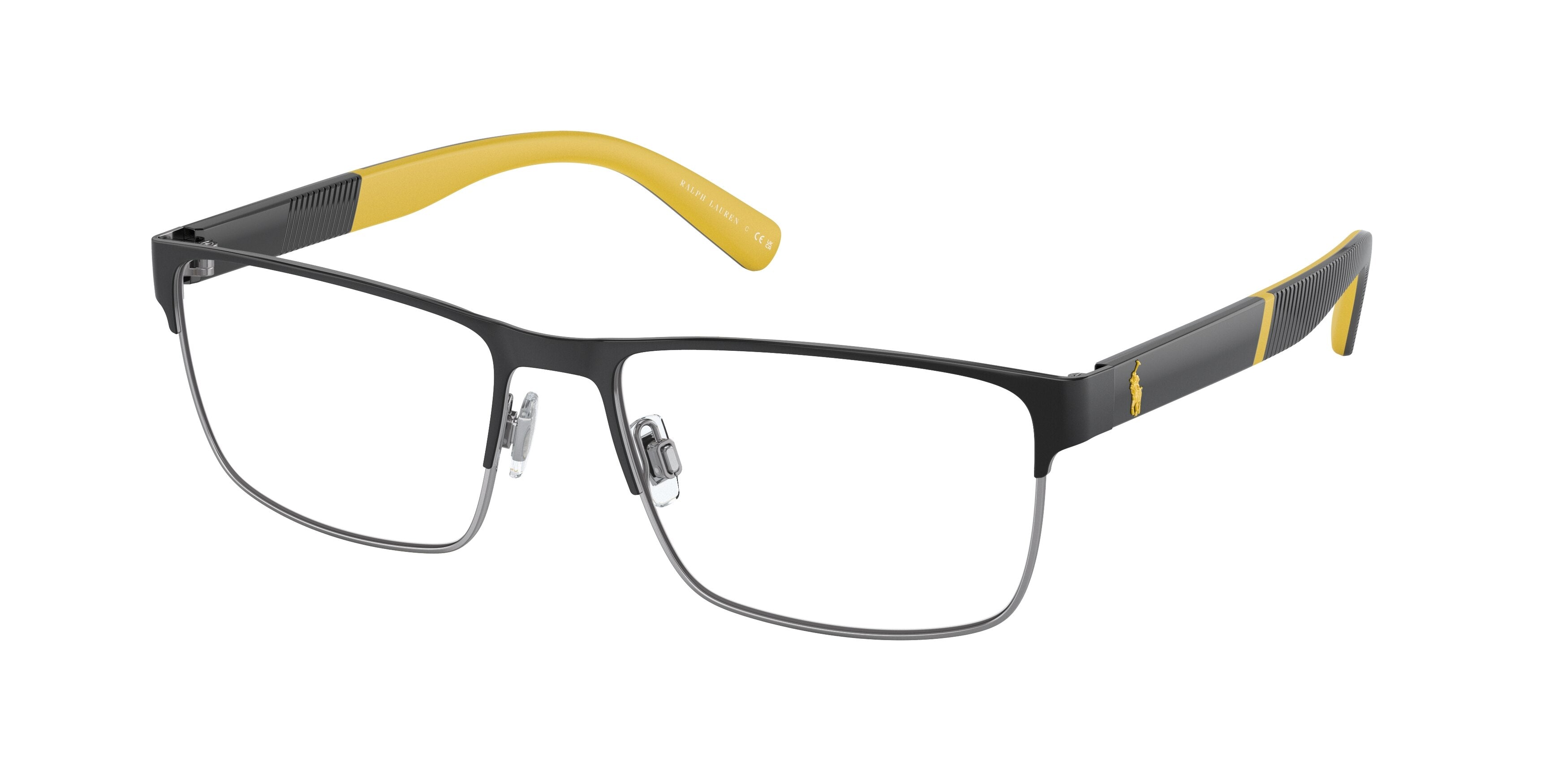 Polo PH1215 Rectangle Eyeglasses  9267-Semishiny Black + Gunmetal 56-150-17 - Color Map Black