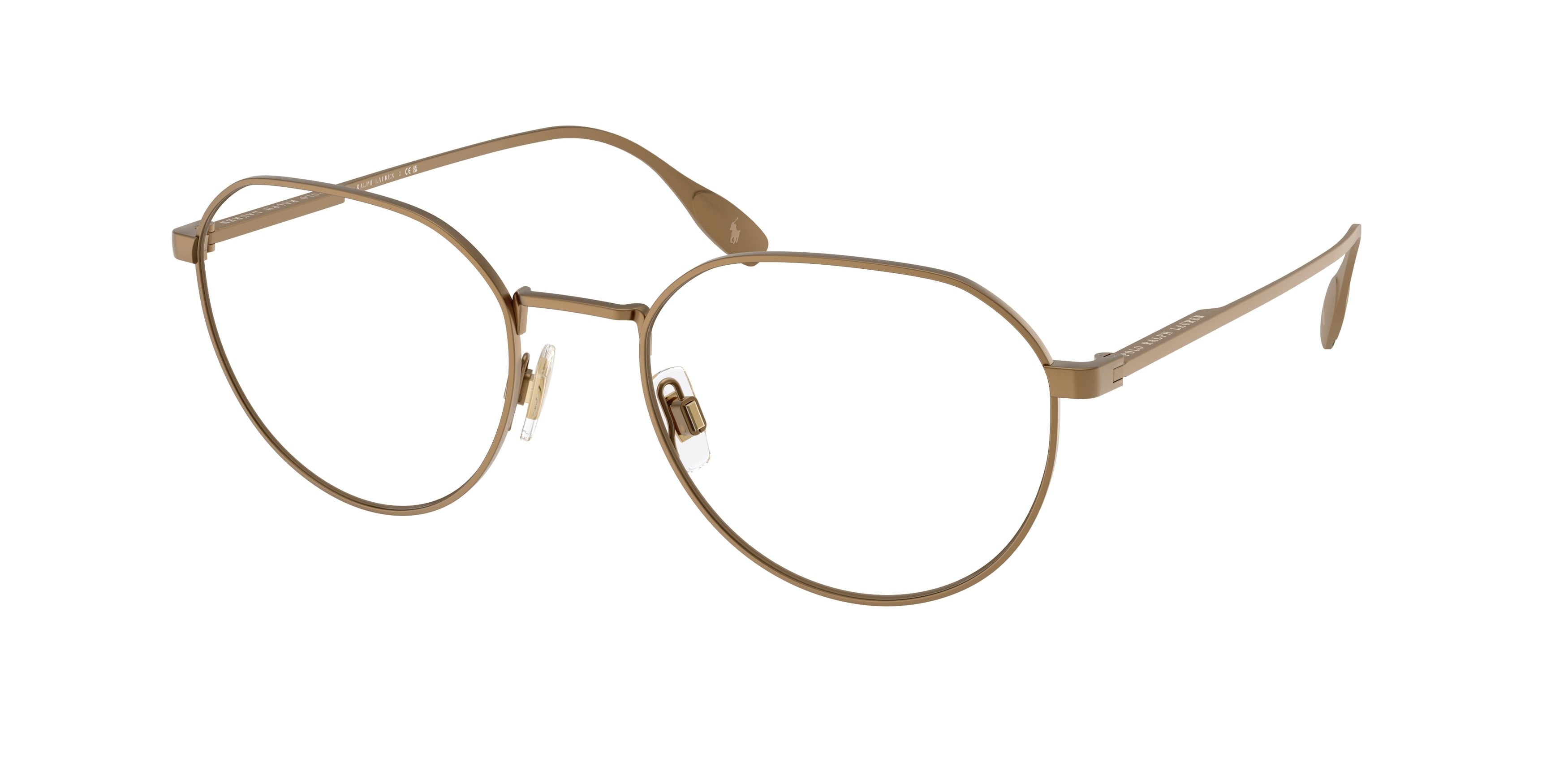 Polo PH1233 Round Eyeglasses  9324-Semishiny Brass 55-145-20 - Color Map Brown