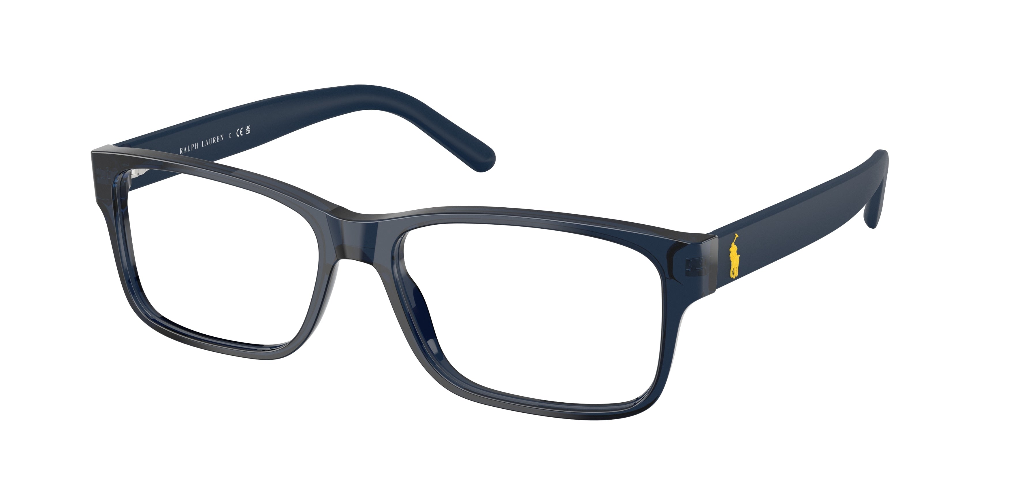 Polo PH2117 Rectangle Eyeglasses  5470-Shiny Transparent Blue 54-145-16 - Color Map Blue