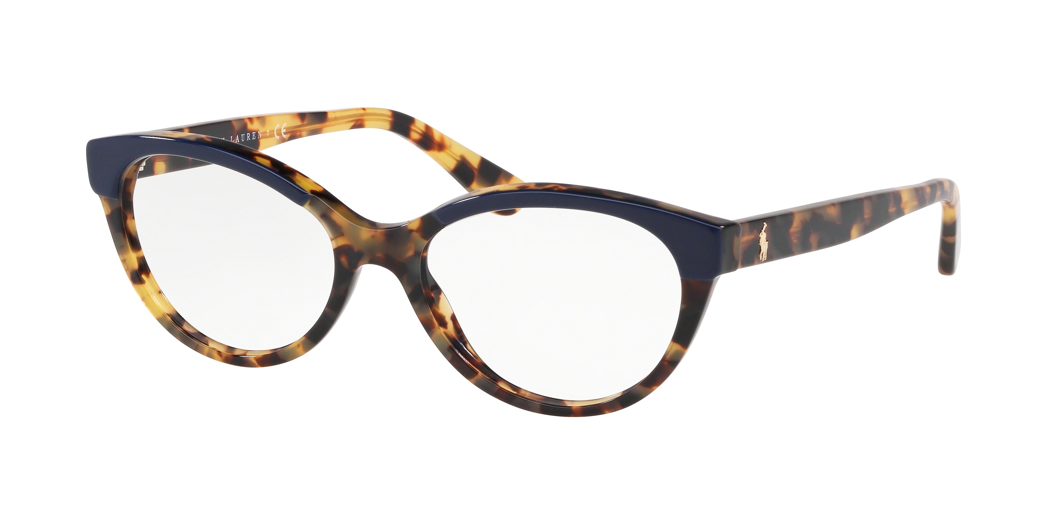 Polo PH2204 Cat Eye Eyeglasses  5633-Shiny Blue On Spotty Tortoise 53-140-17 - Color Map Blue