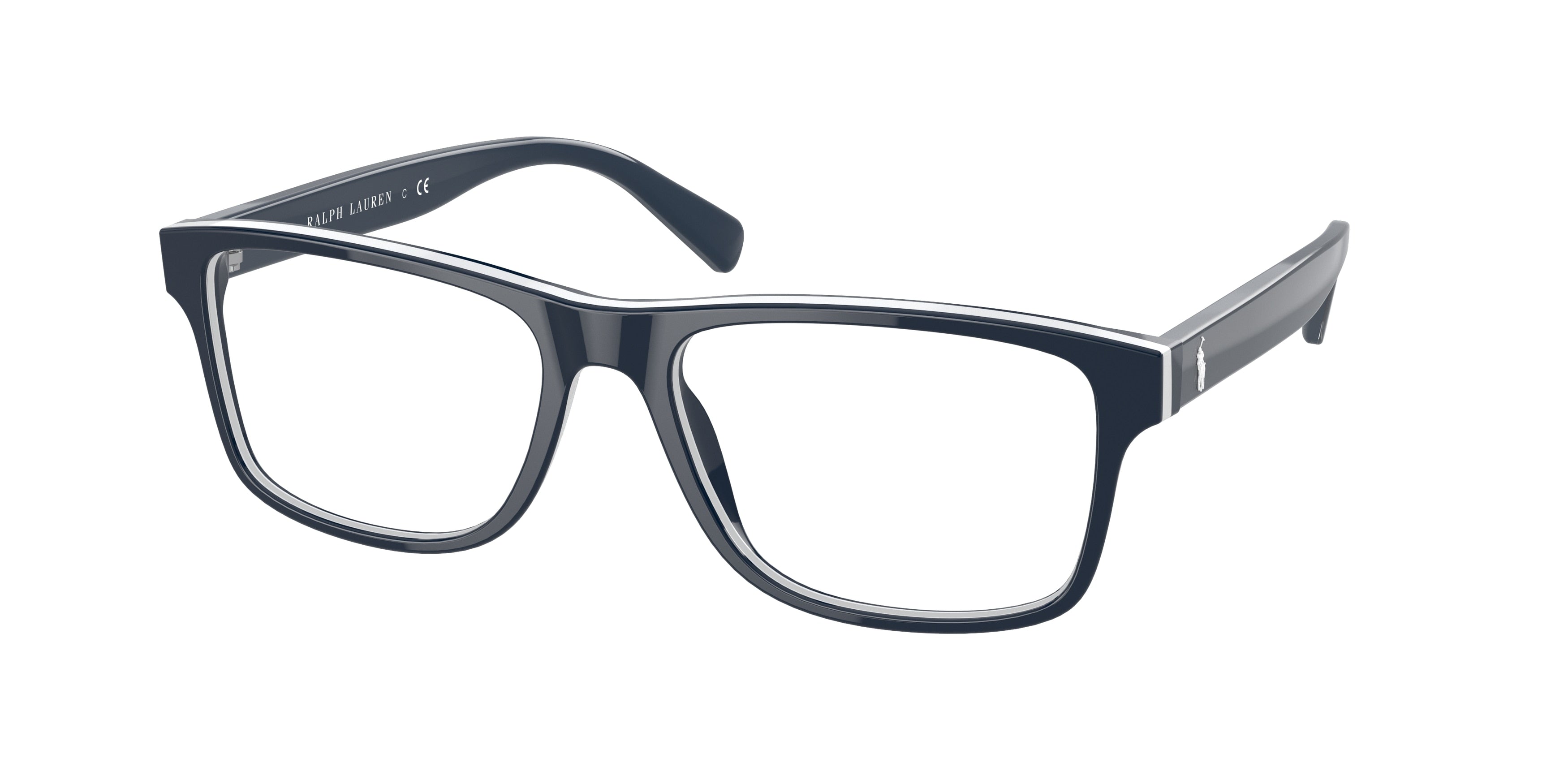 Polo PH2223 Pillow Eyeglasses  5991-Navy/White/Navy 56-145-17 - Color Map Blue