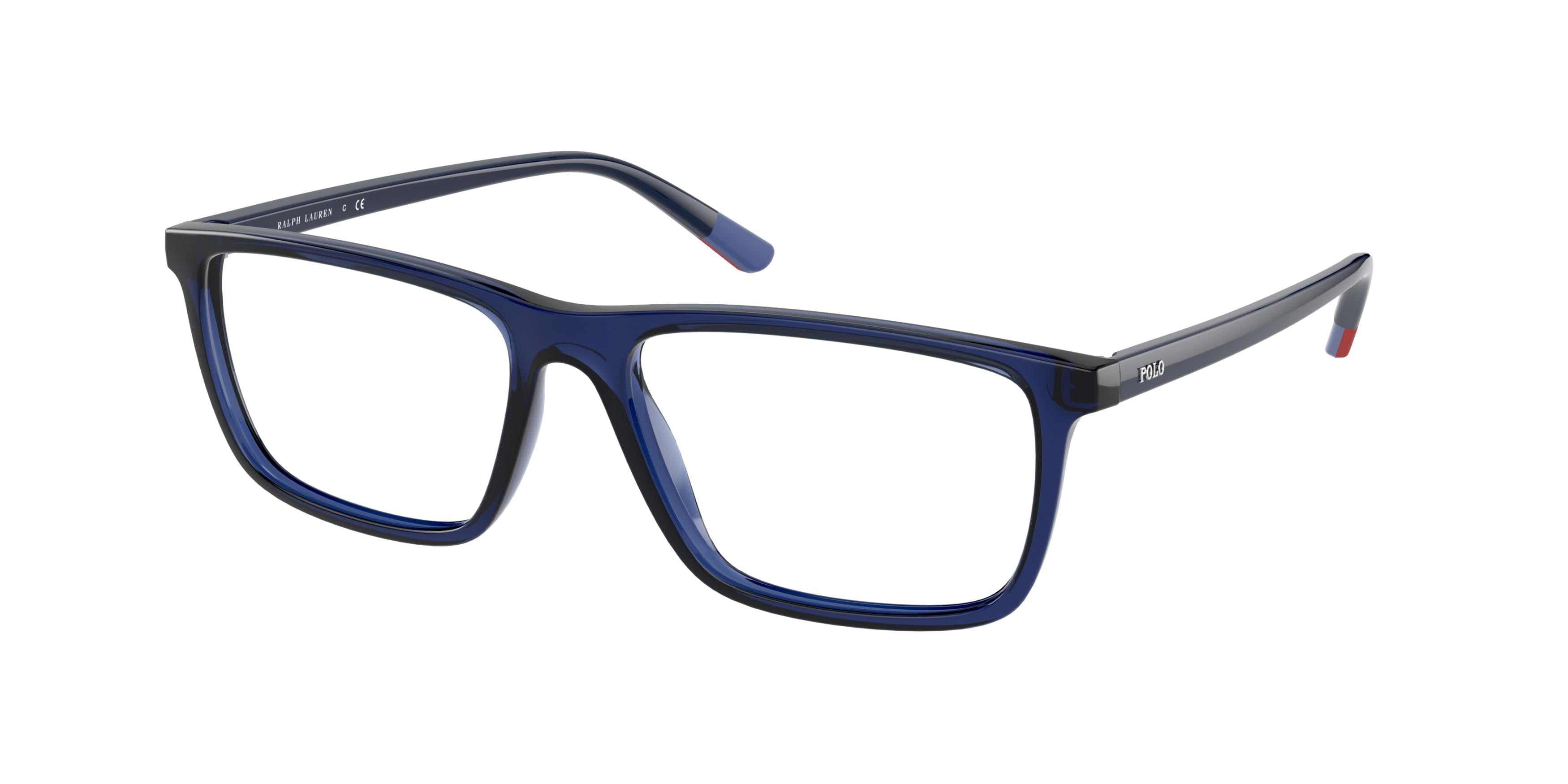 Polo PH2229 Rectangle Eyeglasses  5903-Shiny Transparent Blue 55-145-16 - Color Map Blue