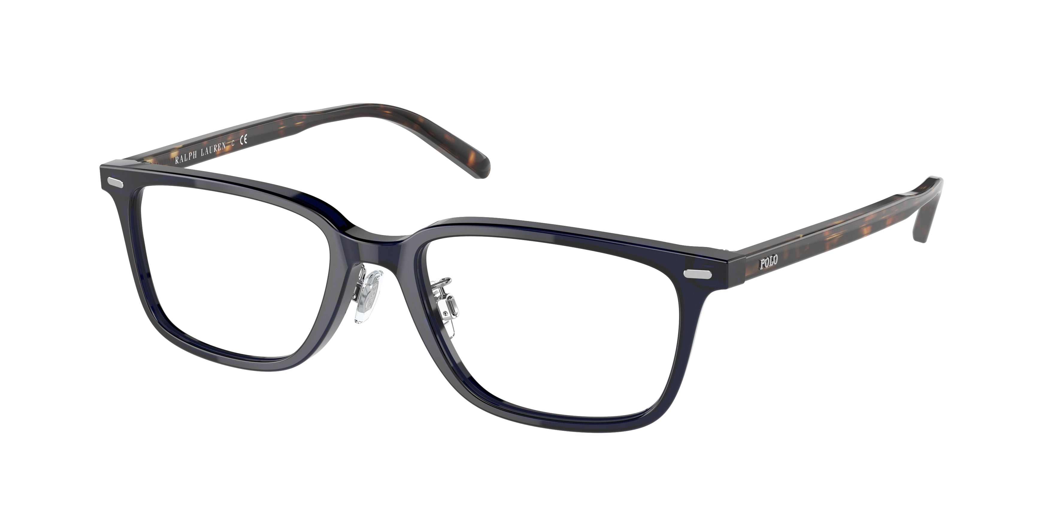 Polo PH2248D Rectangle Eyeglasses  5470-Shiny Transparent Navy Blue 53-145-18 - Color Map Blue
