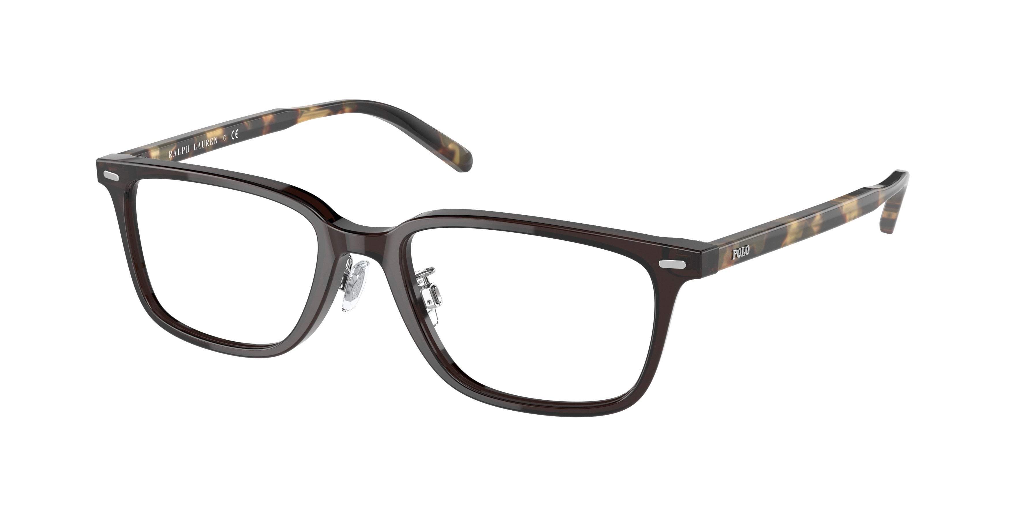 Polo PH2248D Rectangle Eyeglasses  5883-Shiny Transp Brown 53-145-18 - Color Map Brown