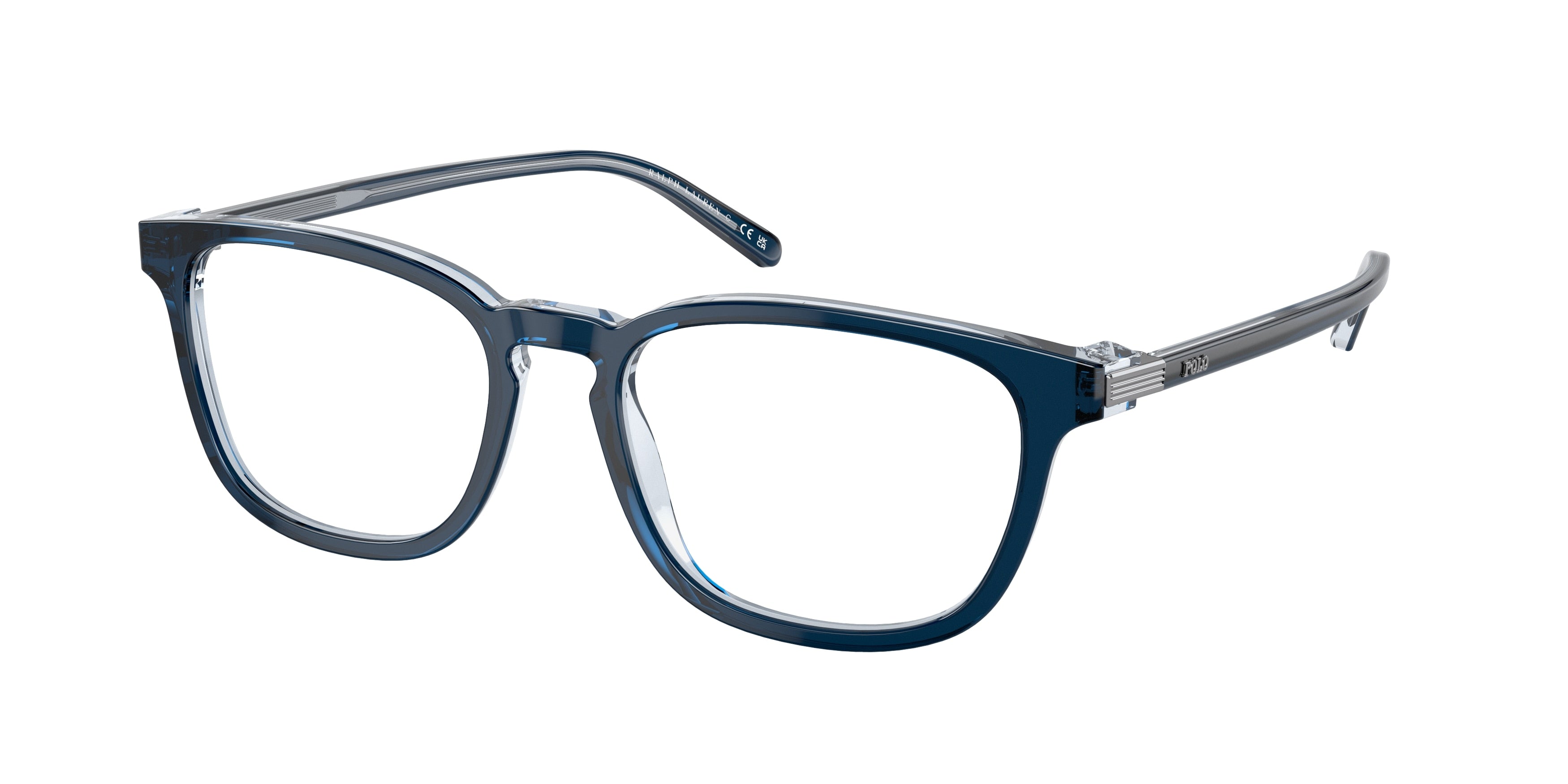 Polo PH2253F Pillow Eyeglasses  6028-Shiny Transparent Blue On Crystal 54-140-19 - Color Map Blue