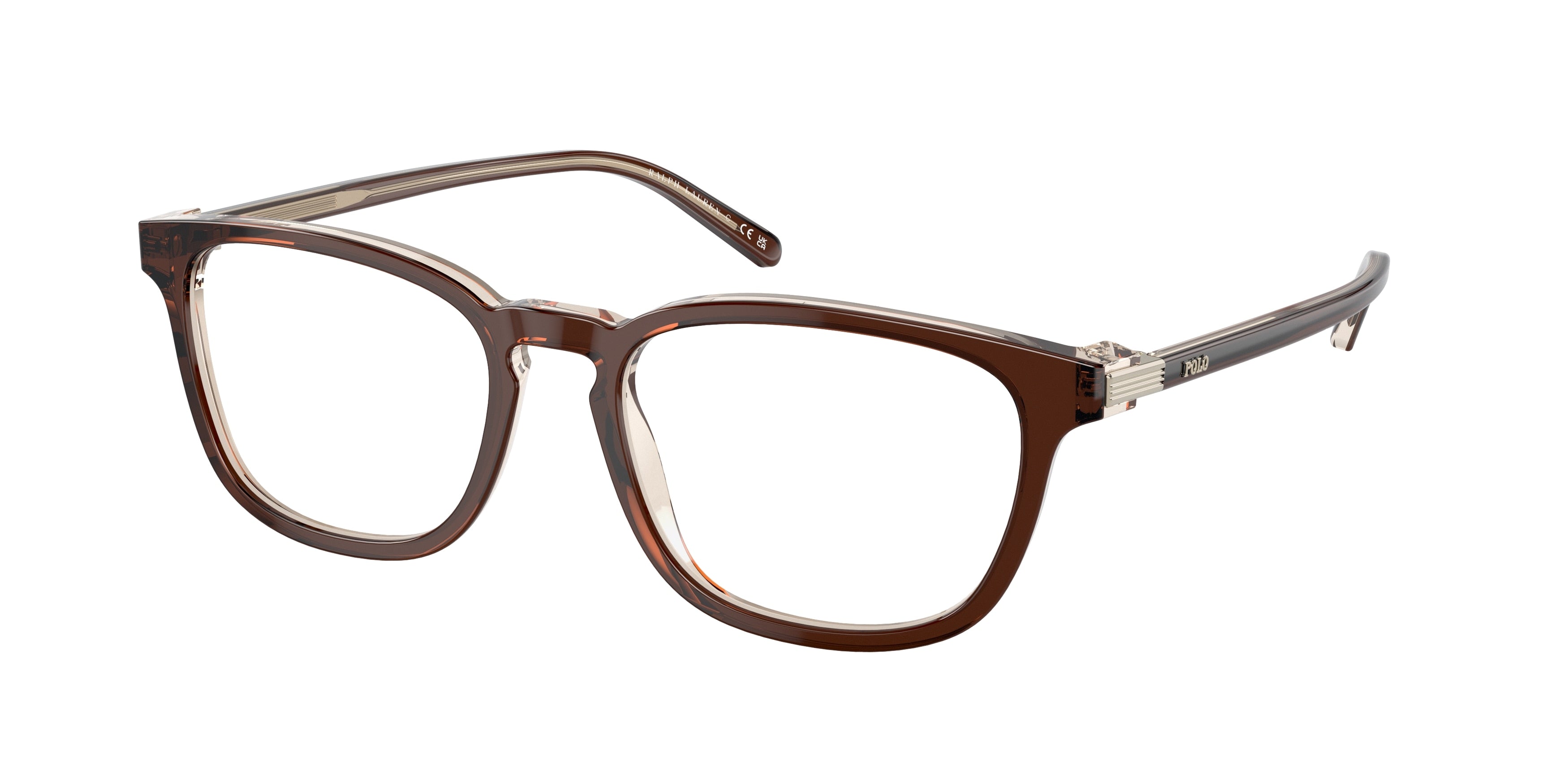 Polo PH2253F Pillow Eyeglasses  6029-Shiny Transparent Brown On Crystal 54-140-19 - Color Map Brown