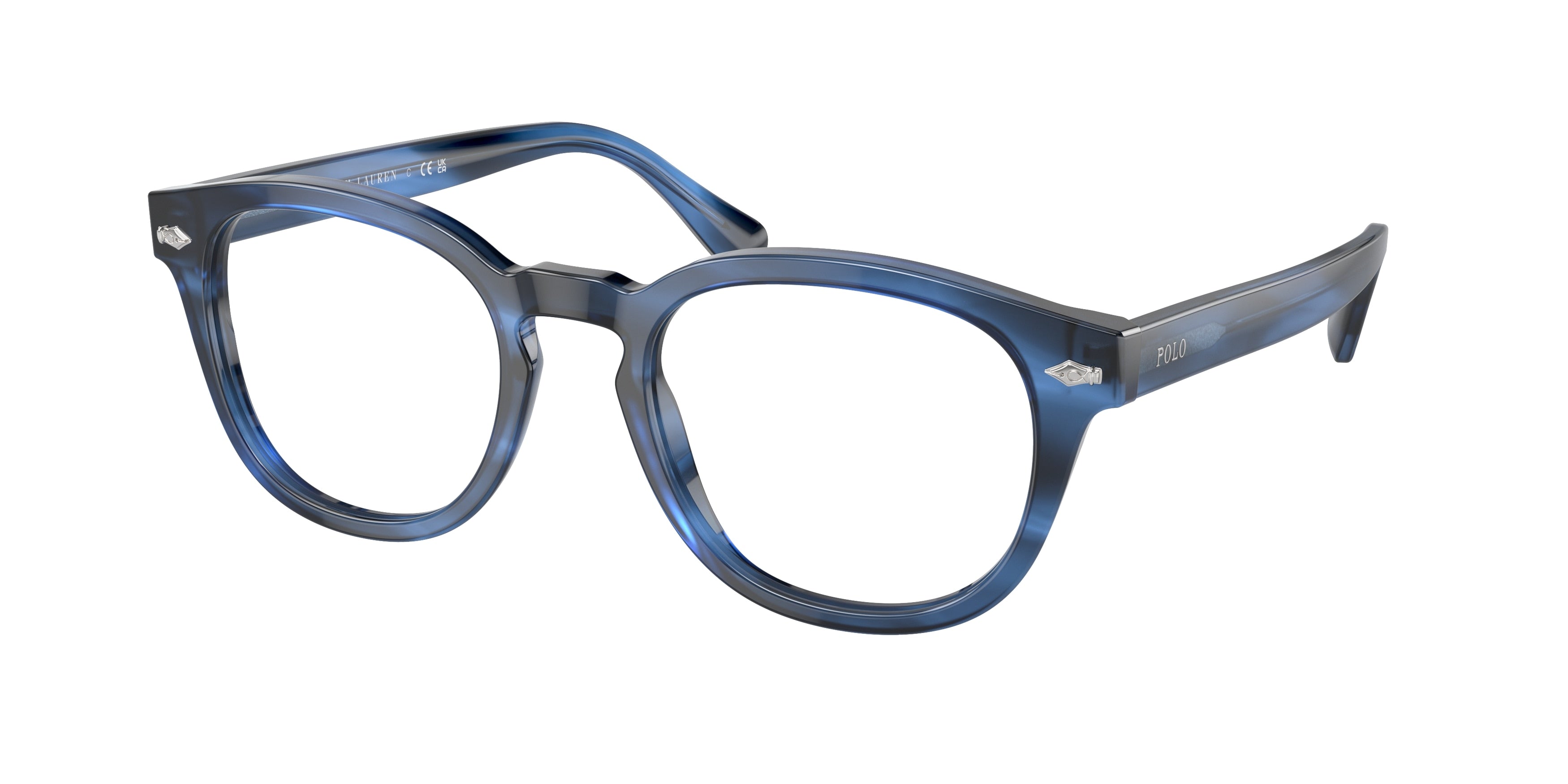 Polo PH2272F Phantos Eyeglasses  6139-Shiny Striped Blue Havana 49-145-20 - Color Map Blue