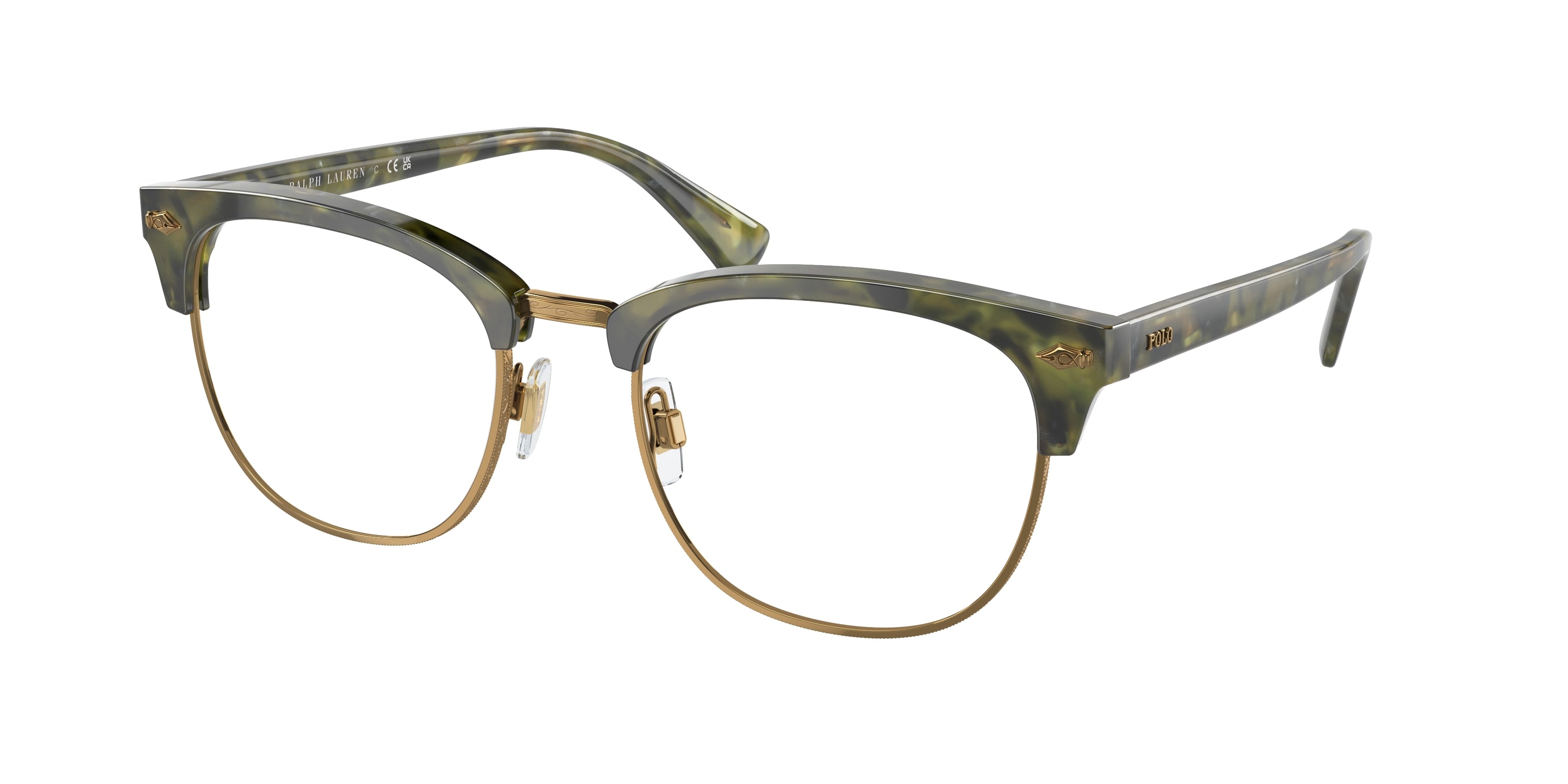 Polo PH2277 Square Eyeglasses  5436-Shiny Green Havana 54-145-20 - Color Map Green