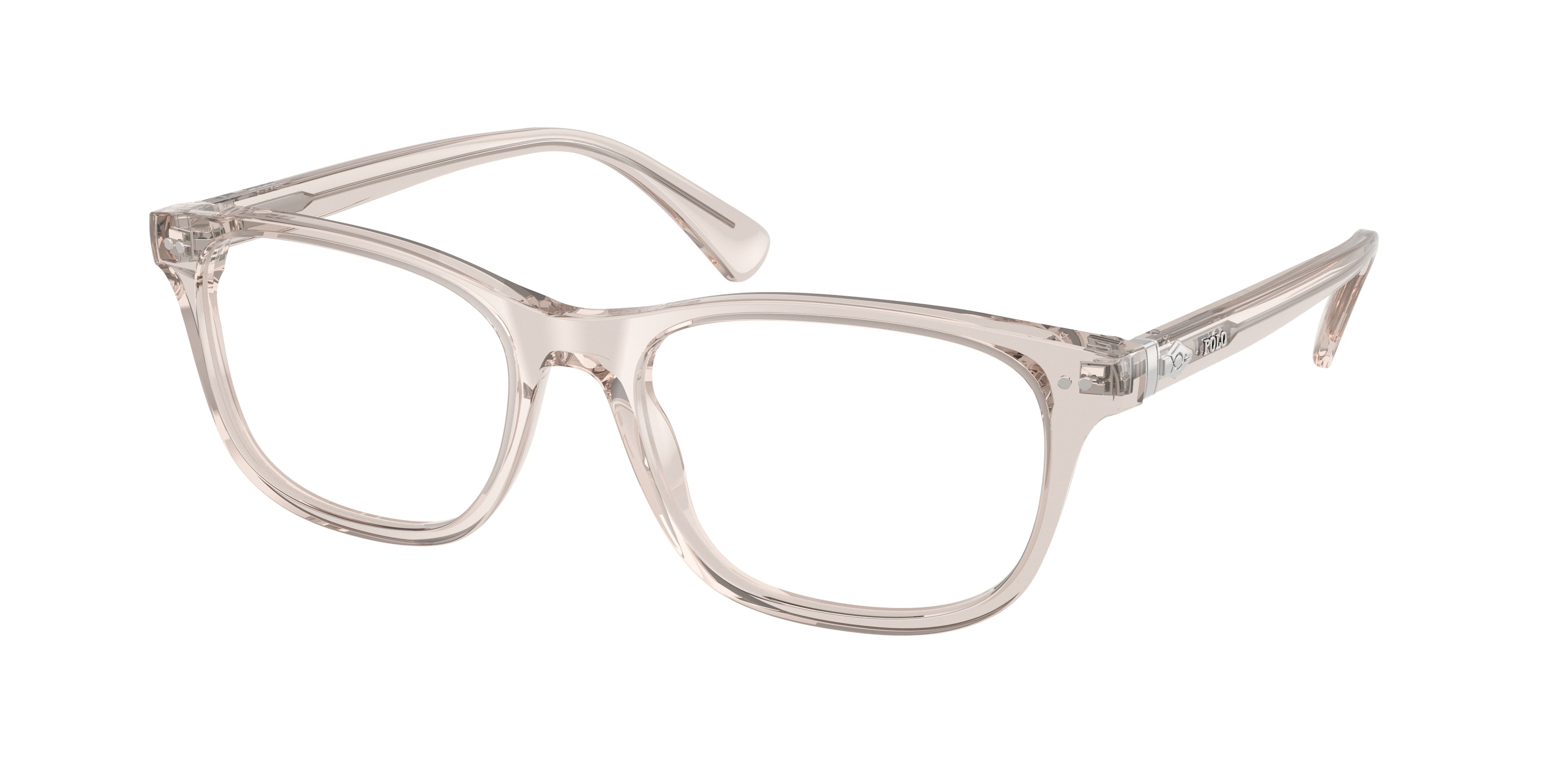 Polo PH2280F Rectangle Eyeglasses  6117-Shiny Transparent Light Taupe 53-145-18 - Color Map Brown