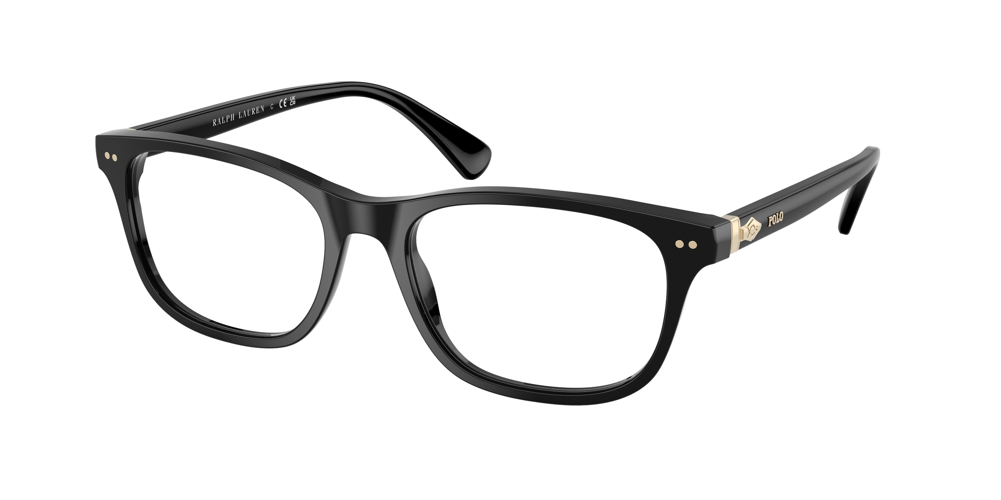 Polo PH2280 Rectangle Eyeglasses  5001-Shiny Black 55-145-18 - Color Map Black