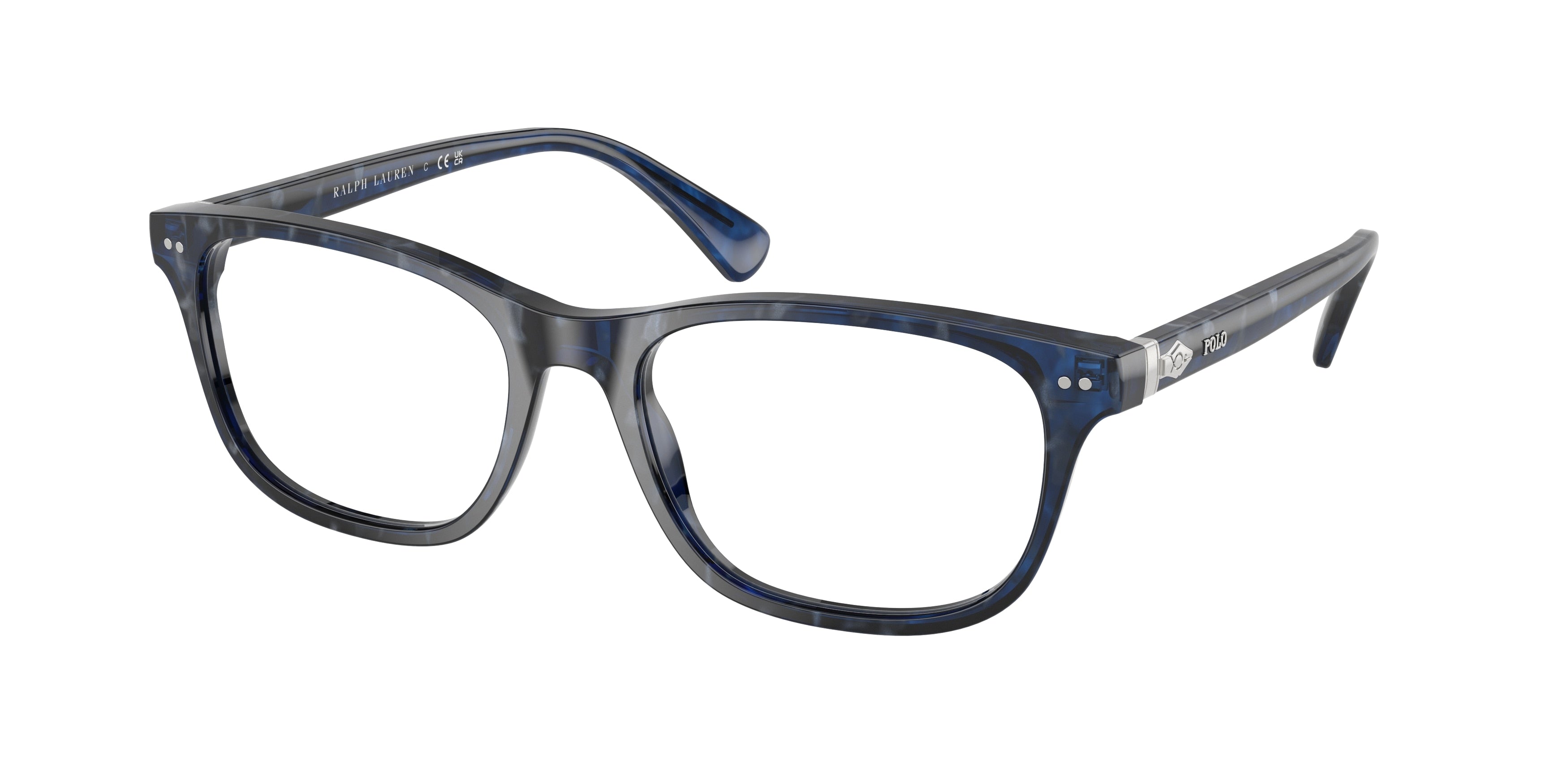Polo PH2280 Rectangle Eyeglasses  6183-Shiny Blue Havana 55-145-18 - Color Map Blue