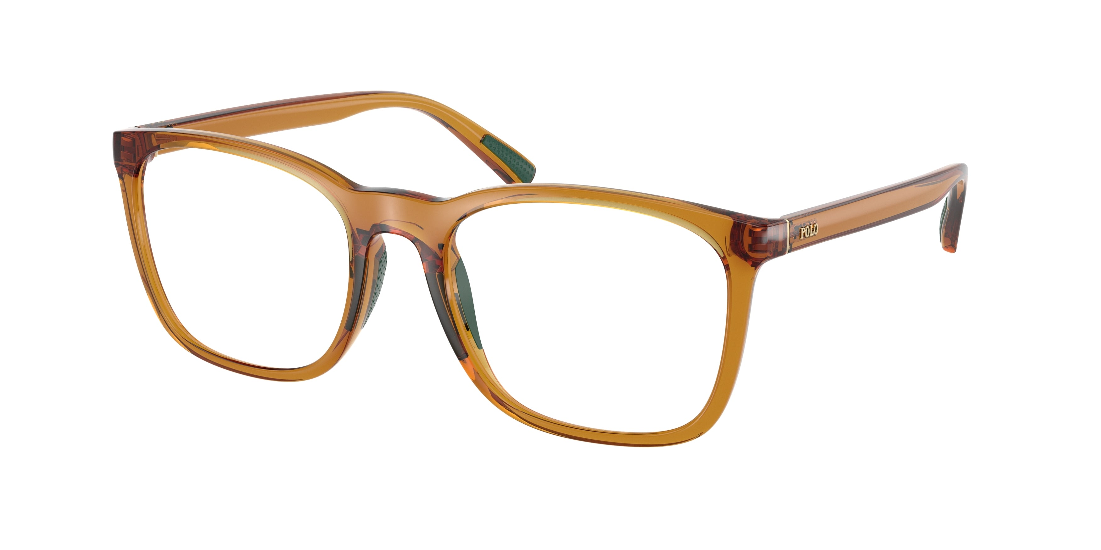 Polo PH2281U Rectangle Eyeglasses  6209-Shiny Transparent Honey Brown 54-145-19 - Color Map Yellow