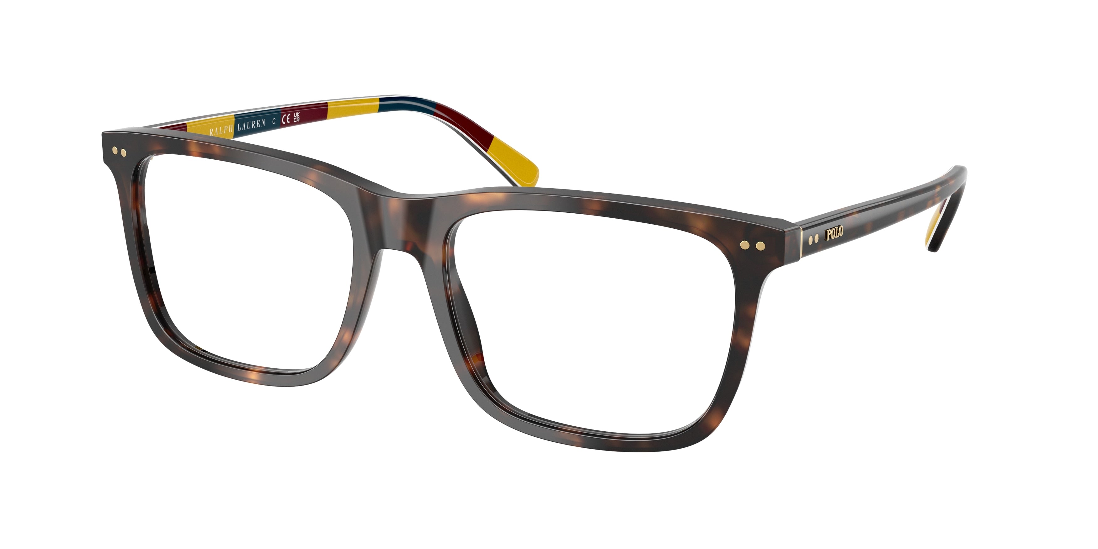 Polo PH2282F Rectangle Eyeglasses  6212-Shiny Dark Havana 54-145-18 - Color Map Tortoise