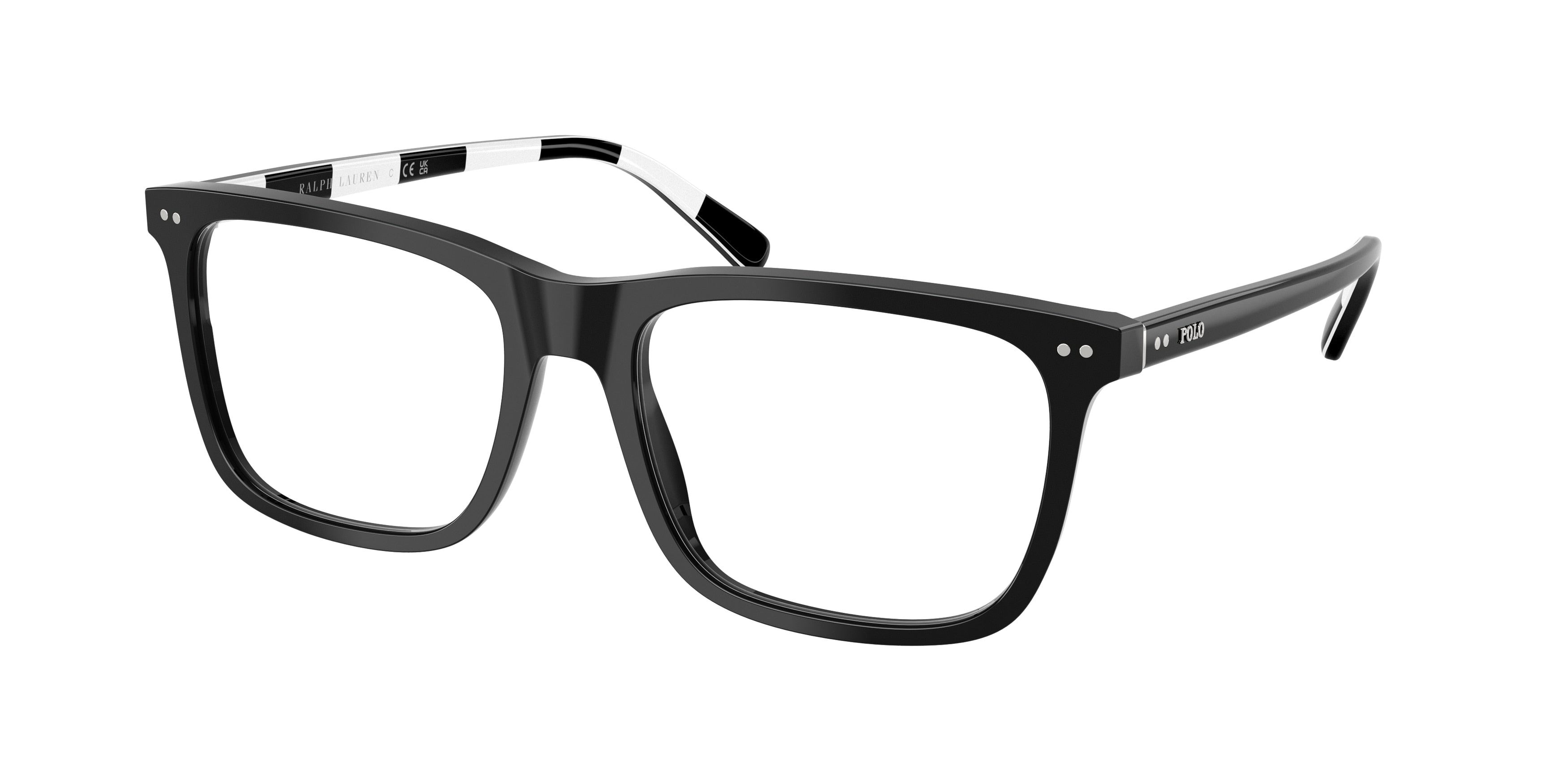 Polo PH2282 Rectangle Eyeglasses  5001-Shiny Black 56-145-18 - Color Map Black