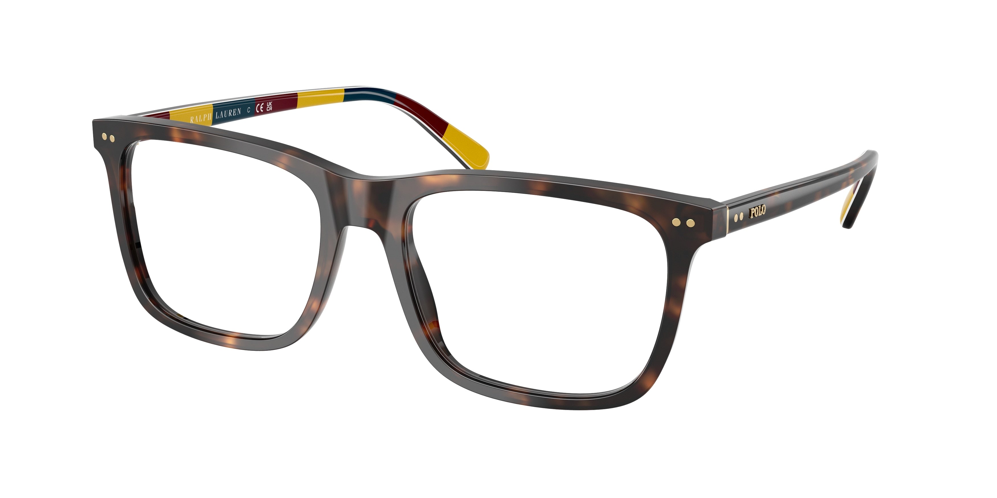 Polo PH2282 Rectangle Eyeglasses  6212-Shiny Dark Havana 56-145-18 - Color Map Tortoise