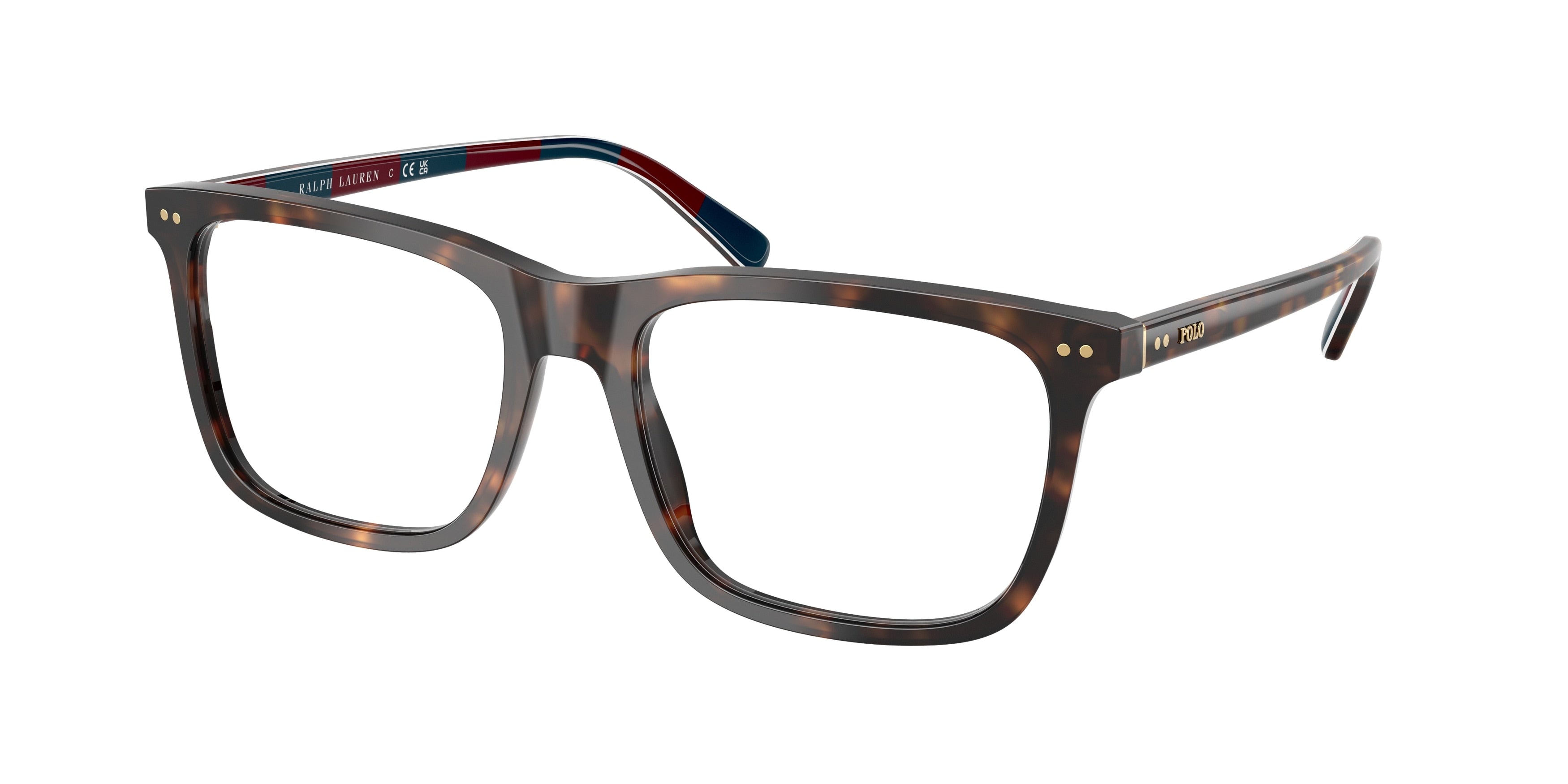 Polo PH2282 Rectangle Eyeglasses  6213-Shiny Dark Havana 56-145-18 - Color Map Tortoise