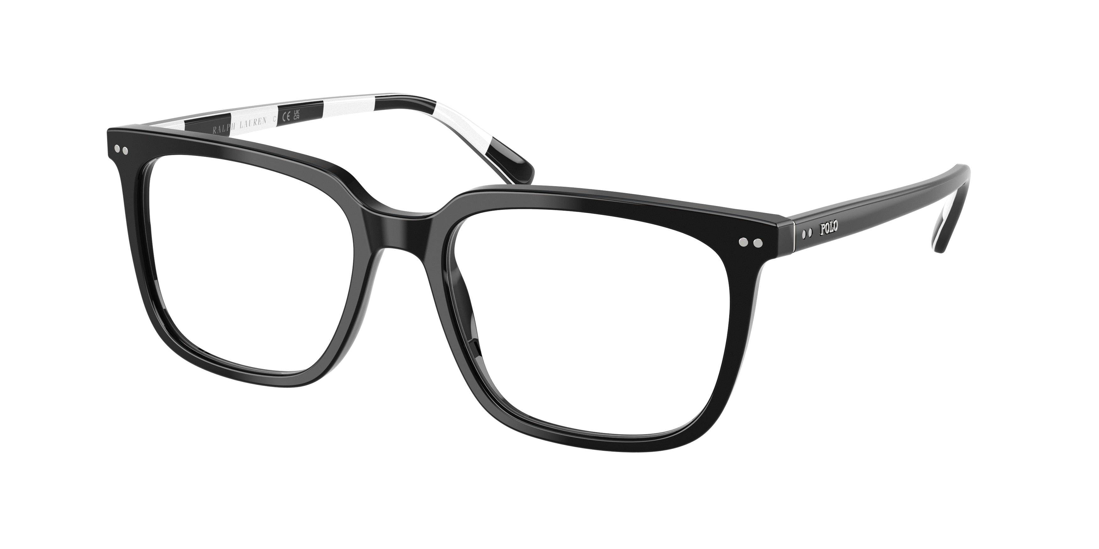 Polo PH2284 Square Eyeglasses  5001-Shiny Black 55-145-18 - Color Map Black