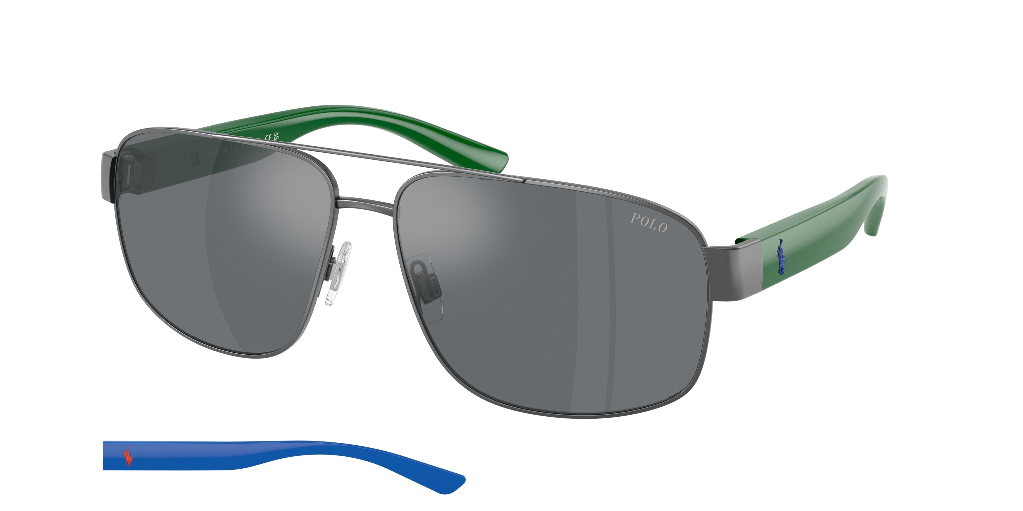 Polo PH3156 Pilot Sunglasses  92156G-Semi Shiny Dark Gunmetal 62-140-14 - Color Map Grey