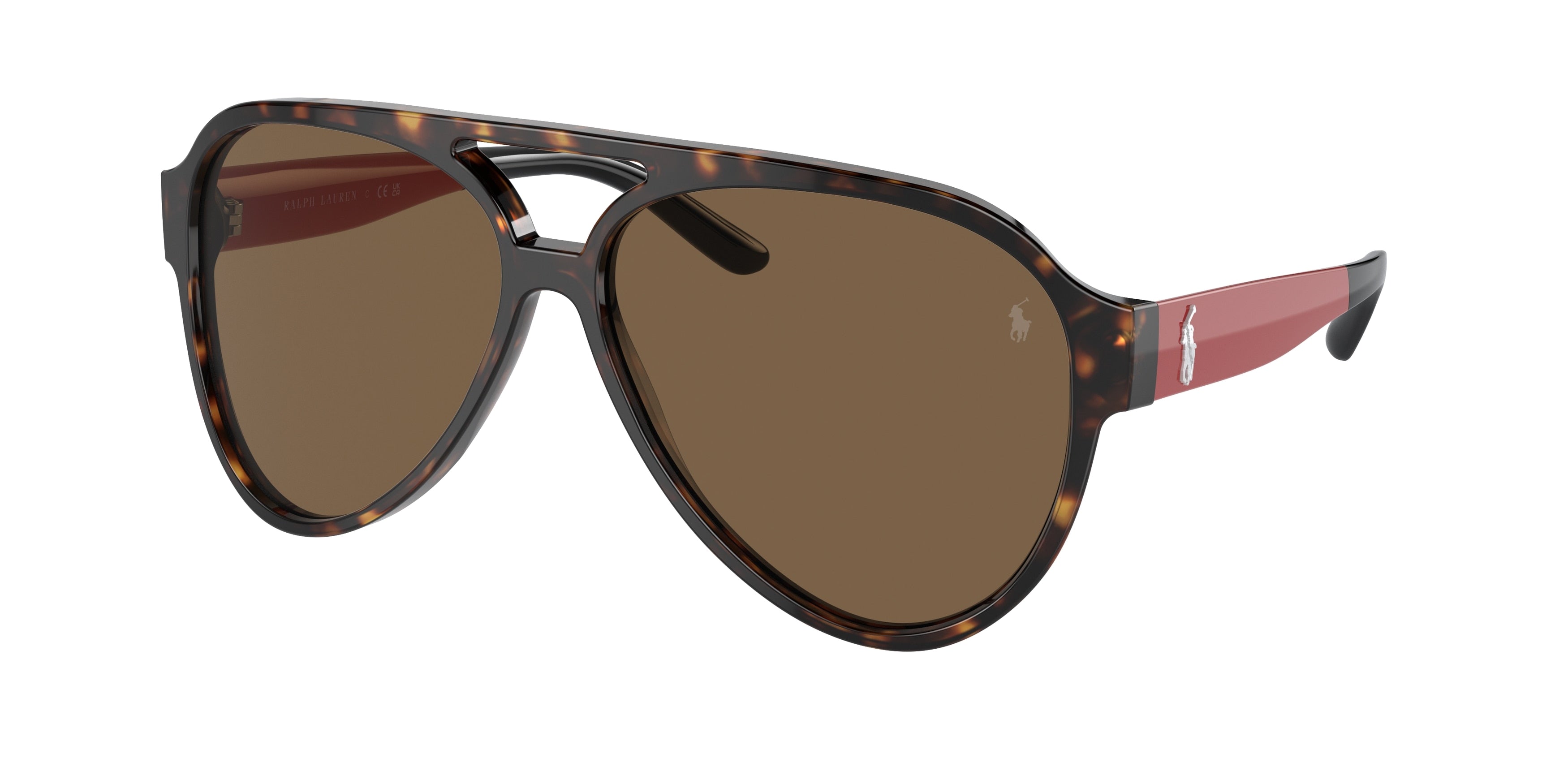Polo PH4130 Pilot Sunglasses  500373-Dark Havana 61-140-13 - Color Map Brown