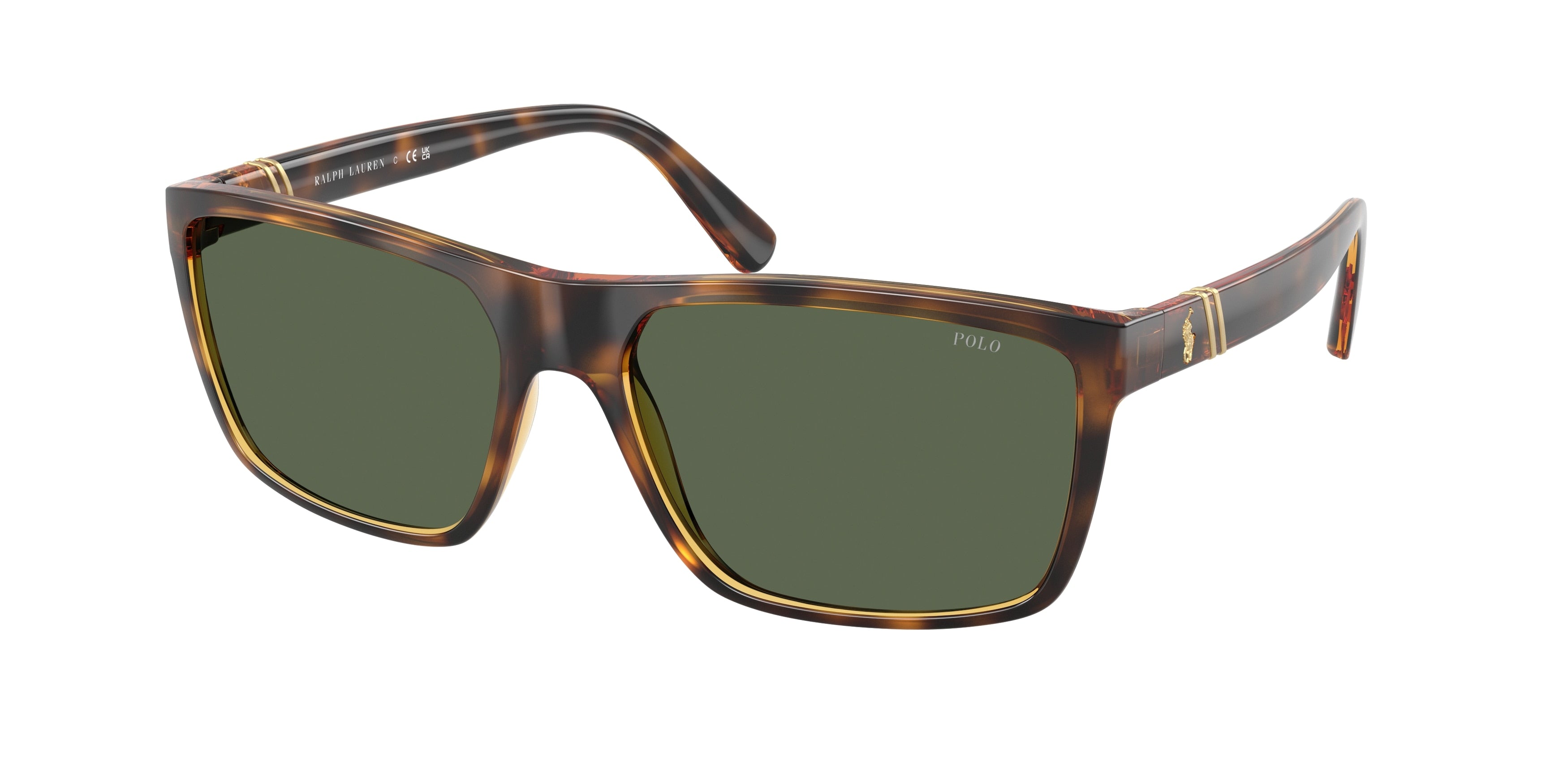 Polo PH4133 Rectangle Sunglasses  500371-Shiny Transparent Dark Havana 59-145-17 - Color Map Tortoise