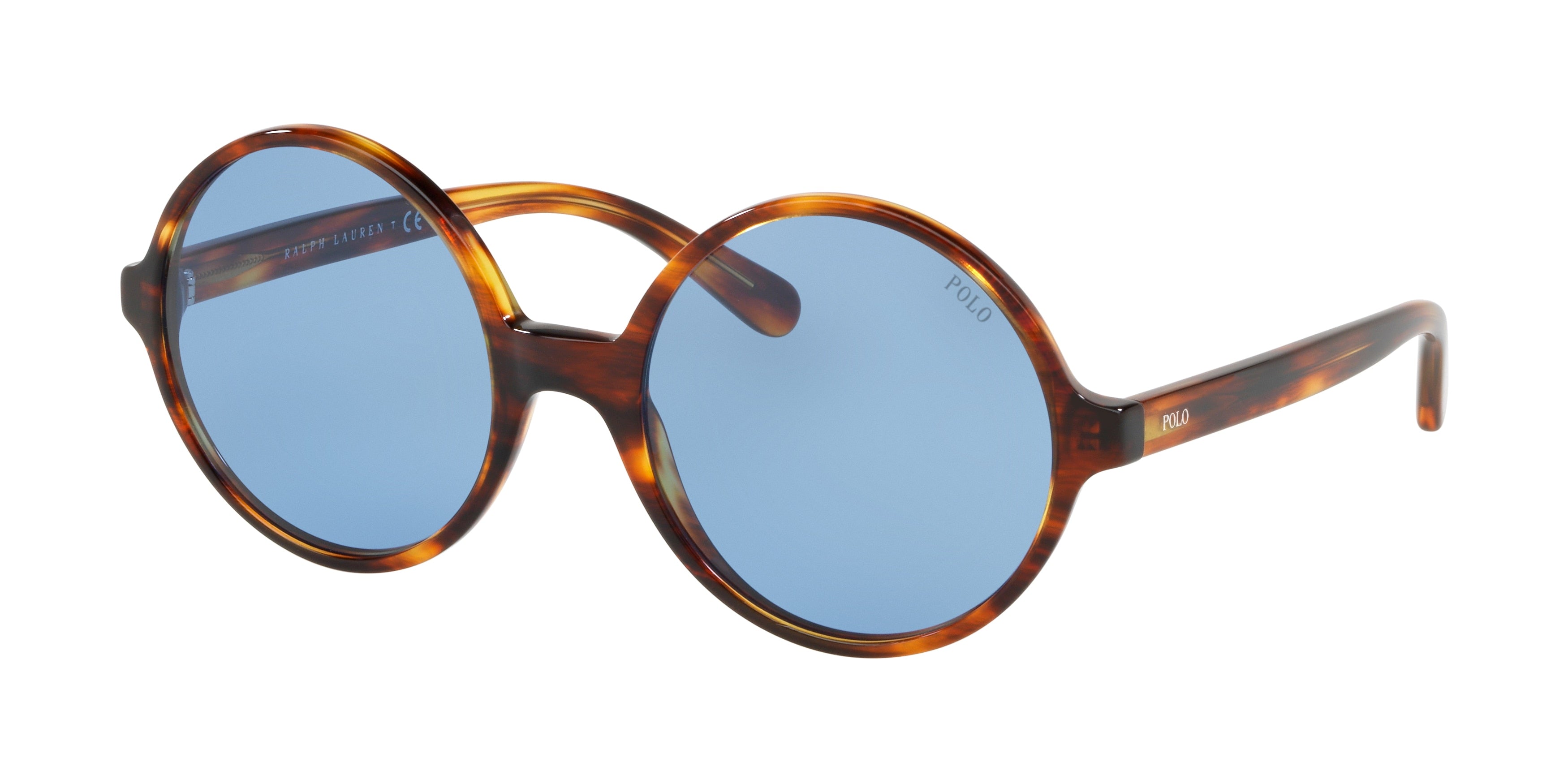 Polo PH4136 Round Sunglasses  500772-Shiny Striped Havana 55-140-20 - Color Map Tortoise