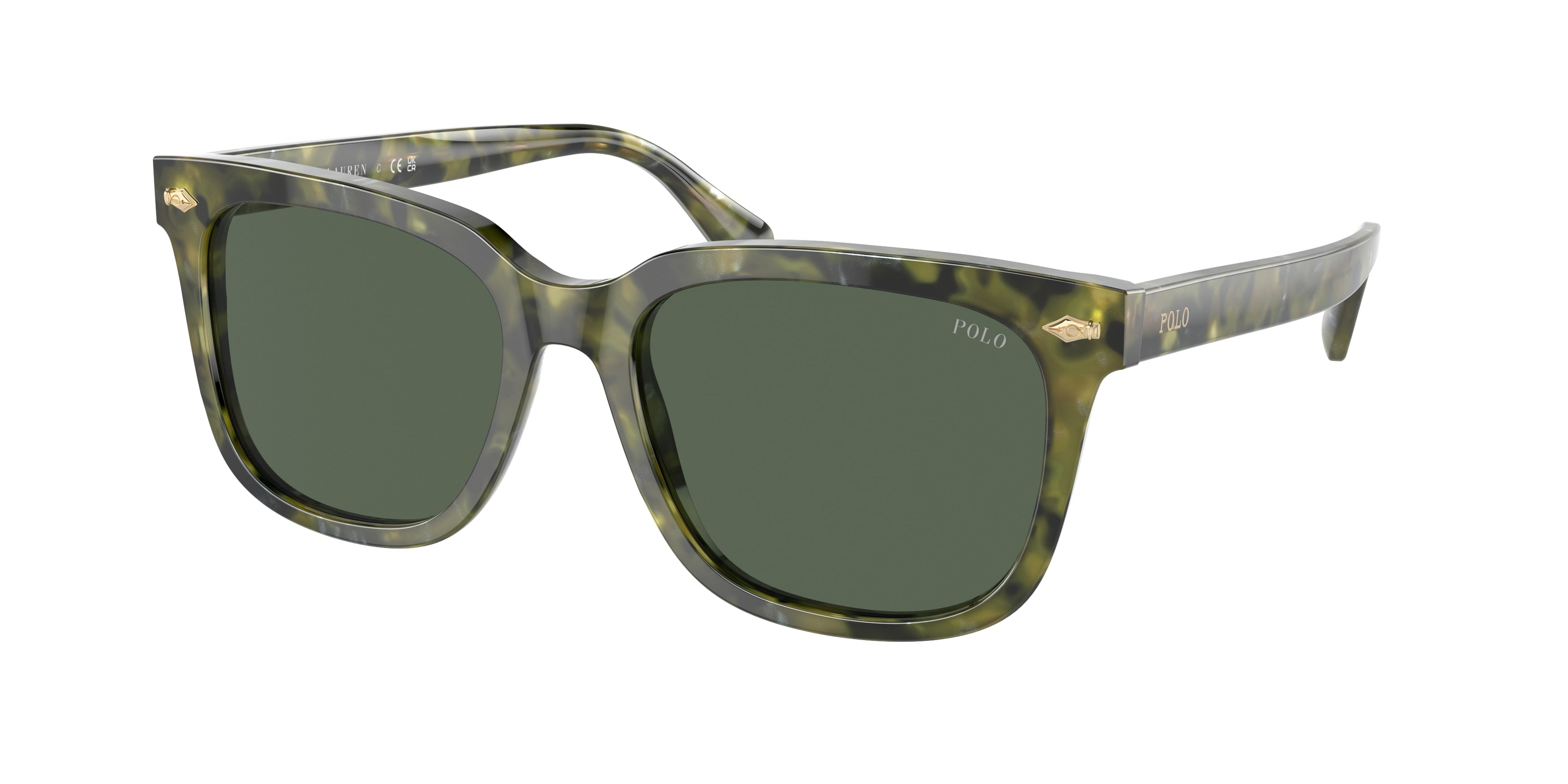 Polo PH4210F Square Sunglasses  543671-Shiny Green Havana 53-145-18 - Color Map Green