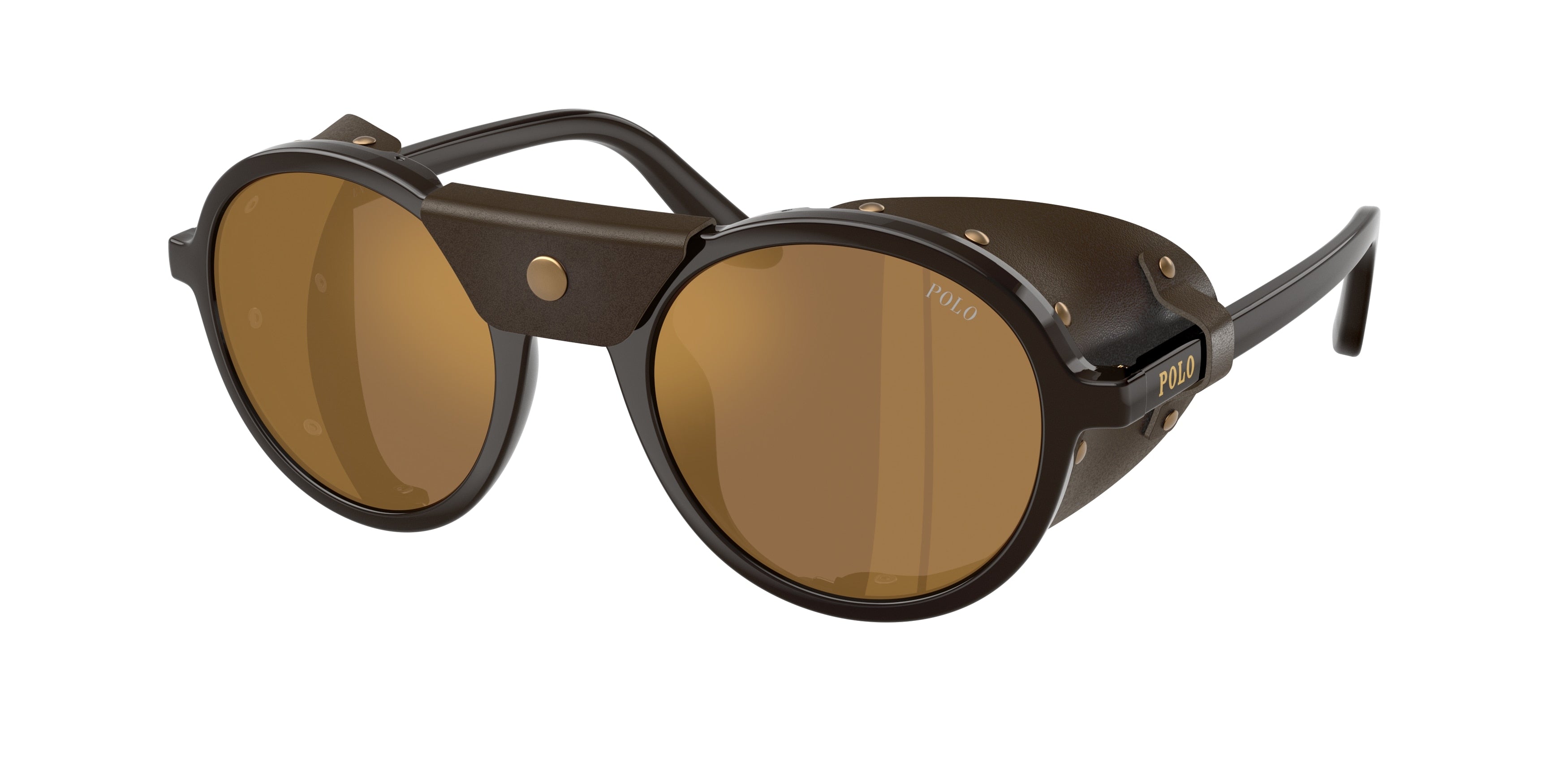 Polo PH4216QU Round Sunglasses  6219F9-Shiny Dark Brown 52-145-22 - Color Map Brown