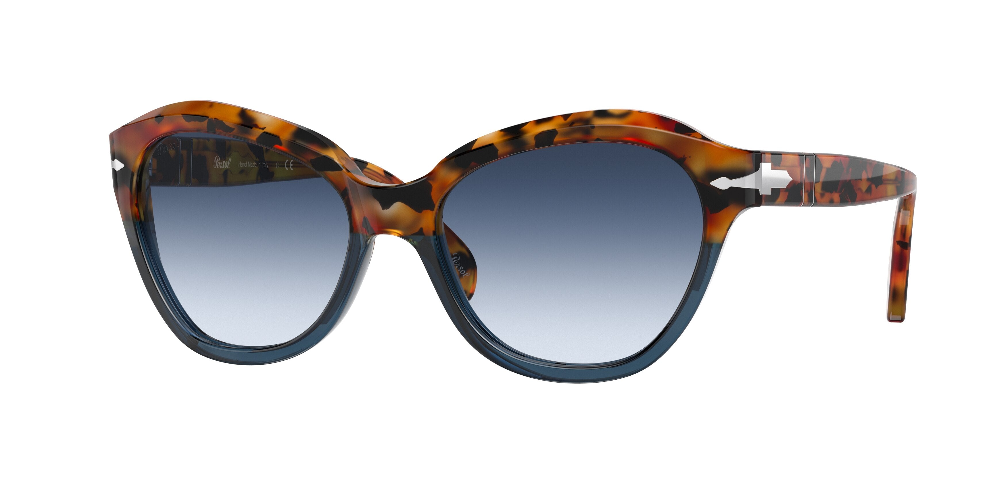 Persol PO0582S Cat Eye Sunglasses  112032-Brown Tortoise - Opal Blue 54-140-17 - Color Map Brown