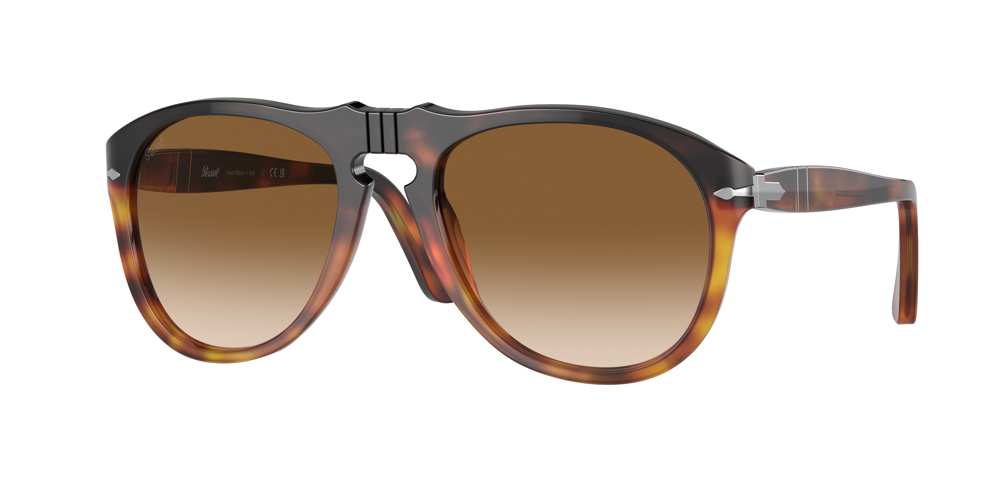Persol PO0649 Pilot Sunglasses  116051-Dark Brown/Light Brown Tortoise 54-140-20 - Color Map Brown