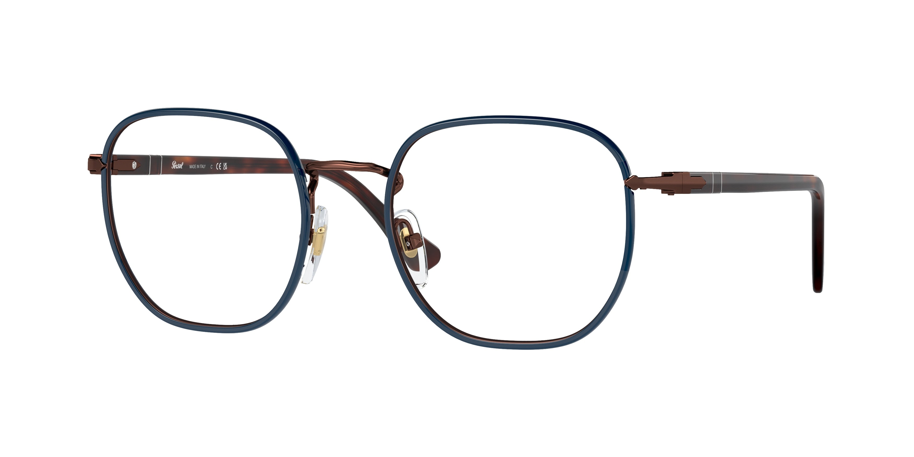 Persol PO1014VJ Round Eyeglasses  1127-Brown/Blue 52-145-20 - Color Map Brown