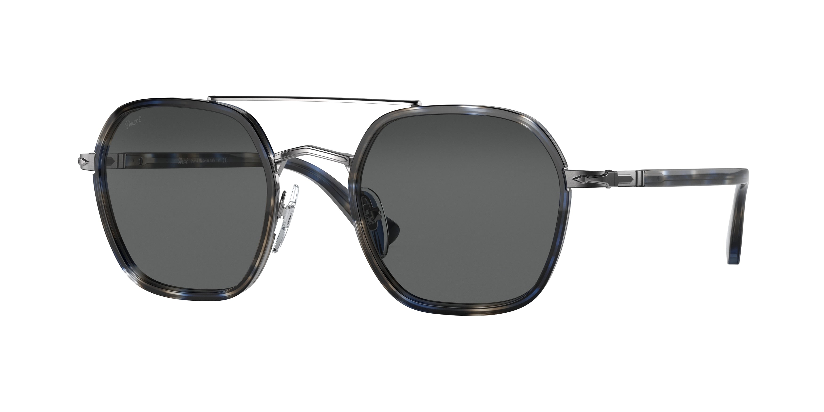 Persol PO2480S Square Sunglasses  1099B1-Striped Blue Grey 51-145-22 - Color Map Blue