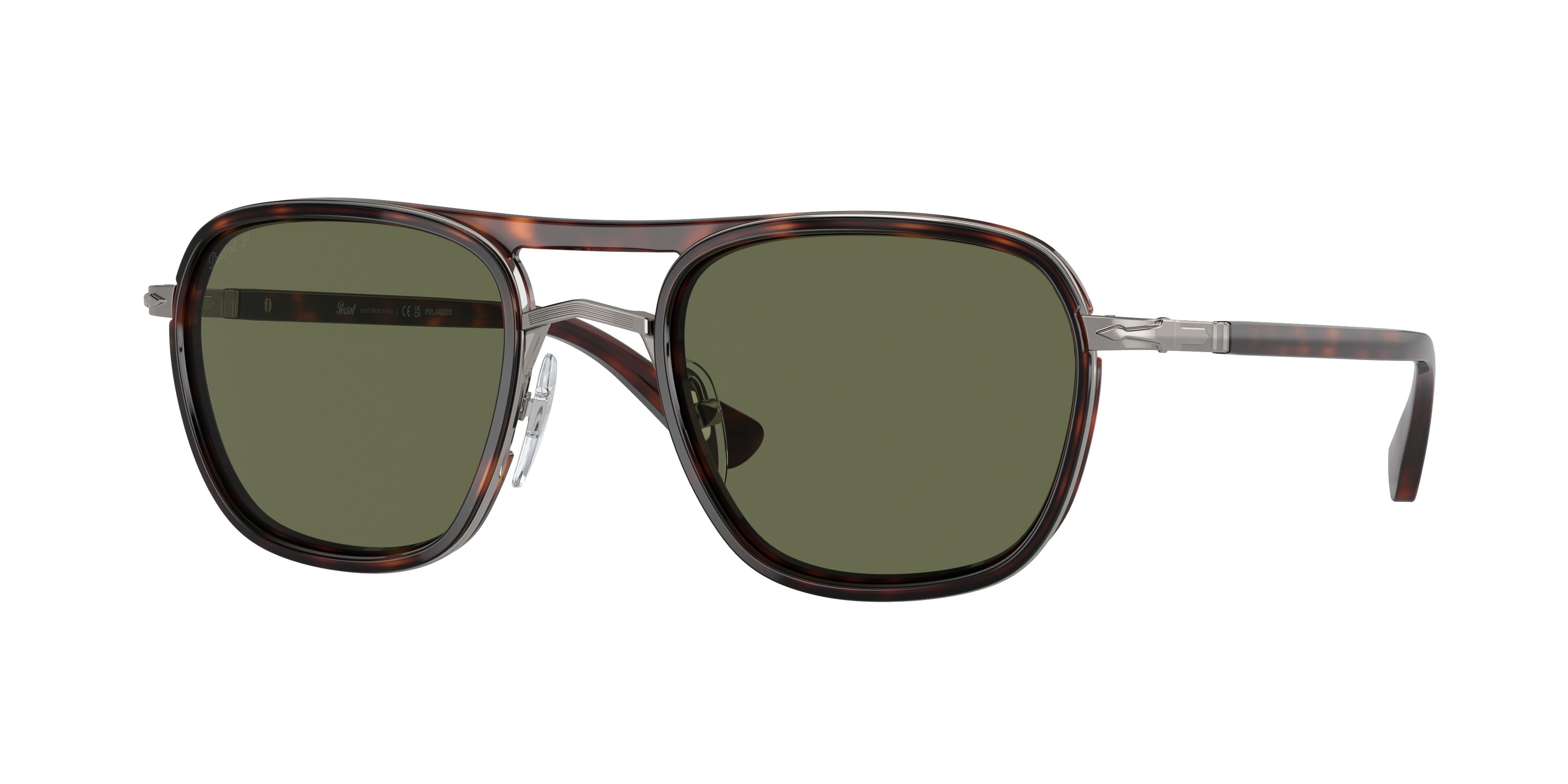 Persol PO2484S Rectangle Sunglasses  114458-Gunmetal/Havana 52-145-21 - Color Map Grey