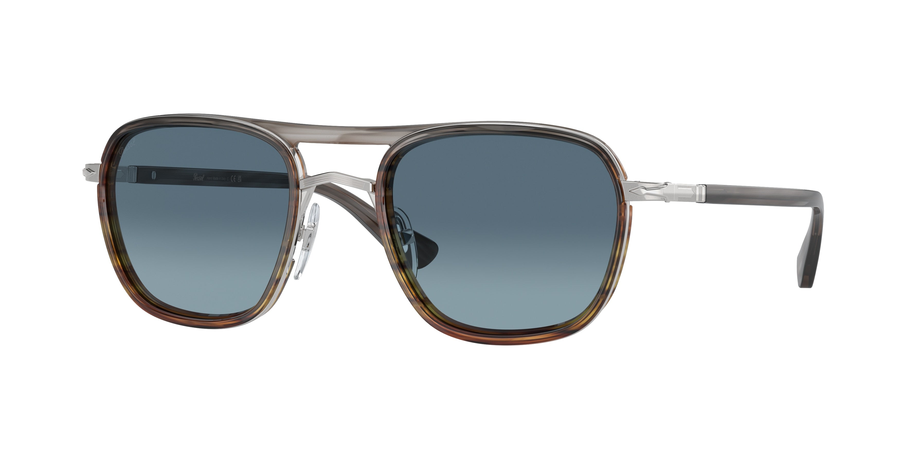 Persol PO2484S Rectangle Sunglasses  1147Q8-Striped Grey 52-145-21 - Color Map Grey