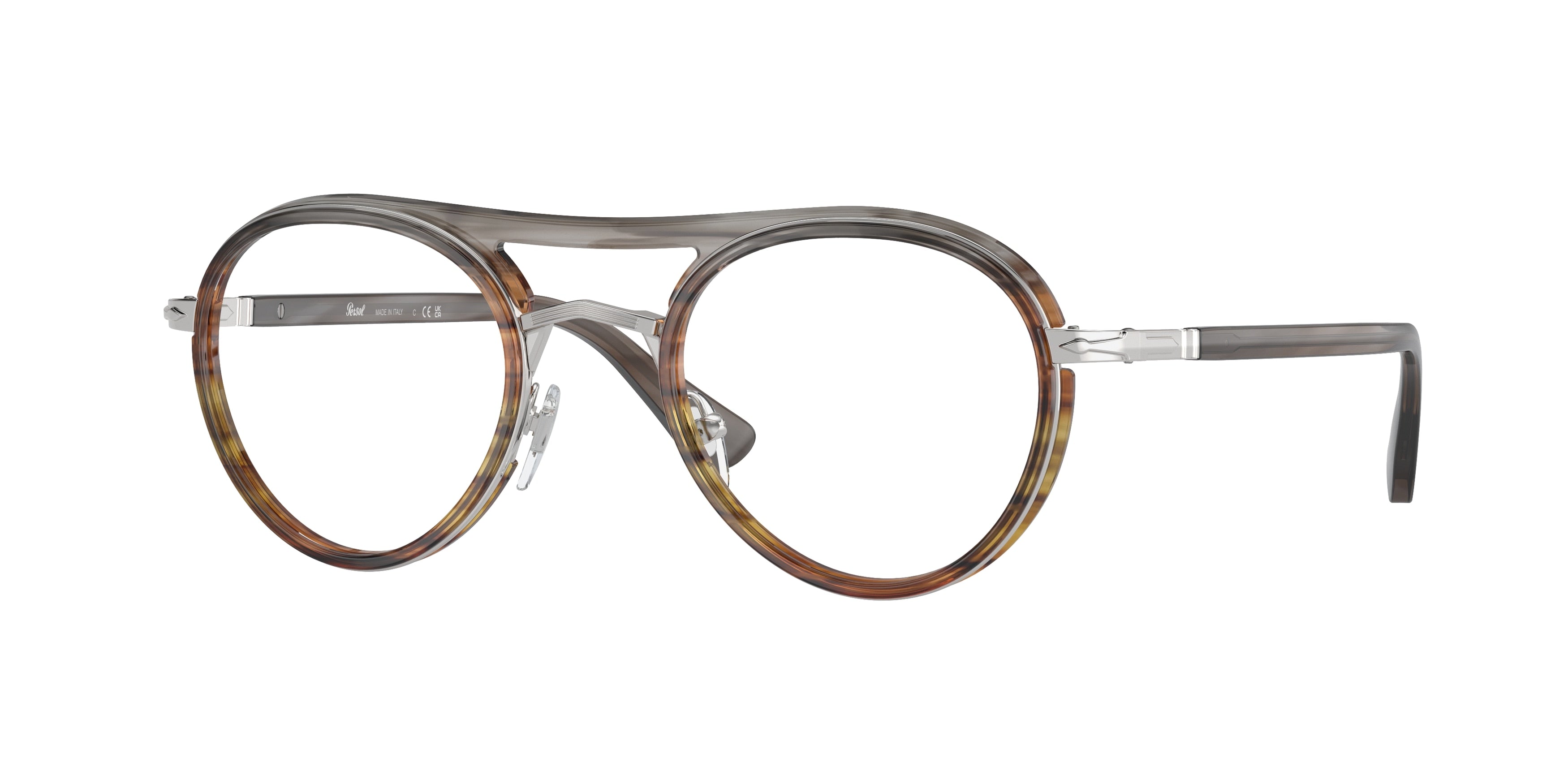 Persol PO2485V Phantos Eyeglasses  1147-Striped Grey 48-145-21 - Color Map Grey