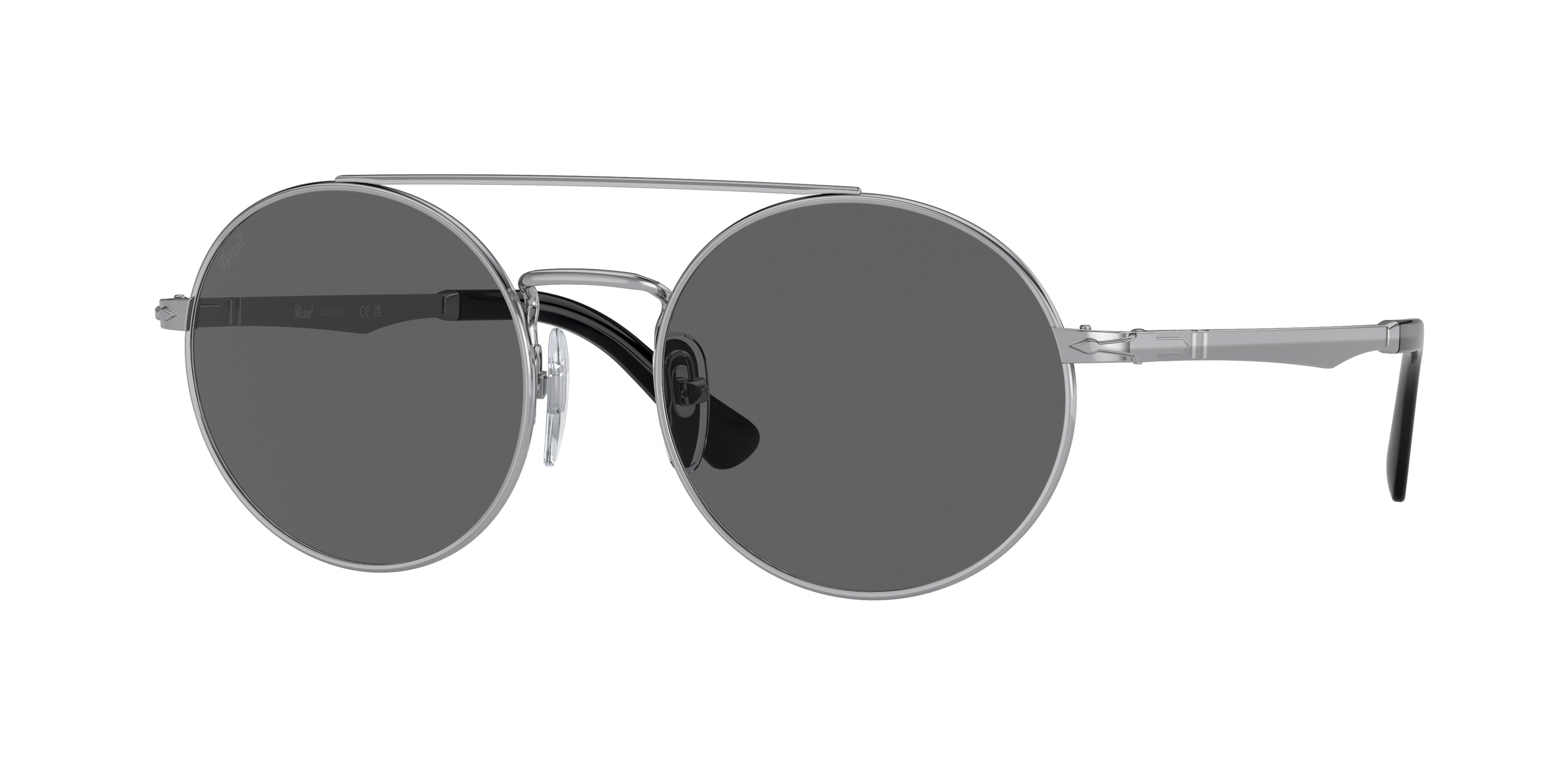 Persol PO2496S Round Sunglasses  518/B1-Silver 52-140-18 - Color Map Silver