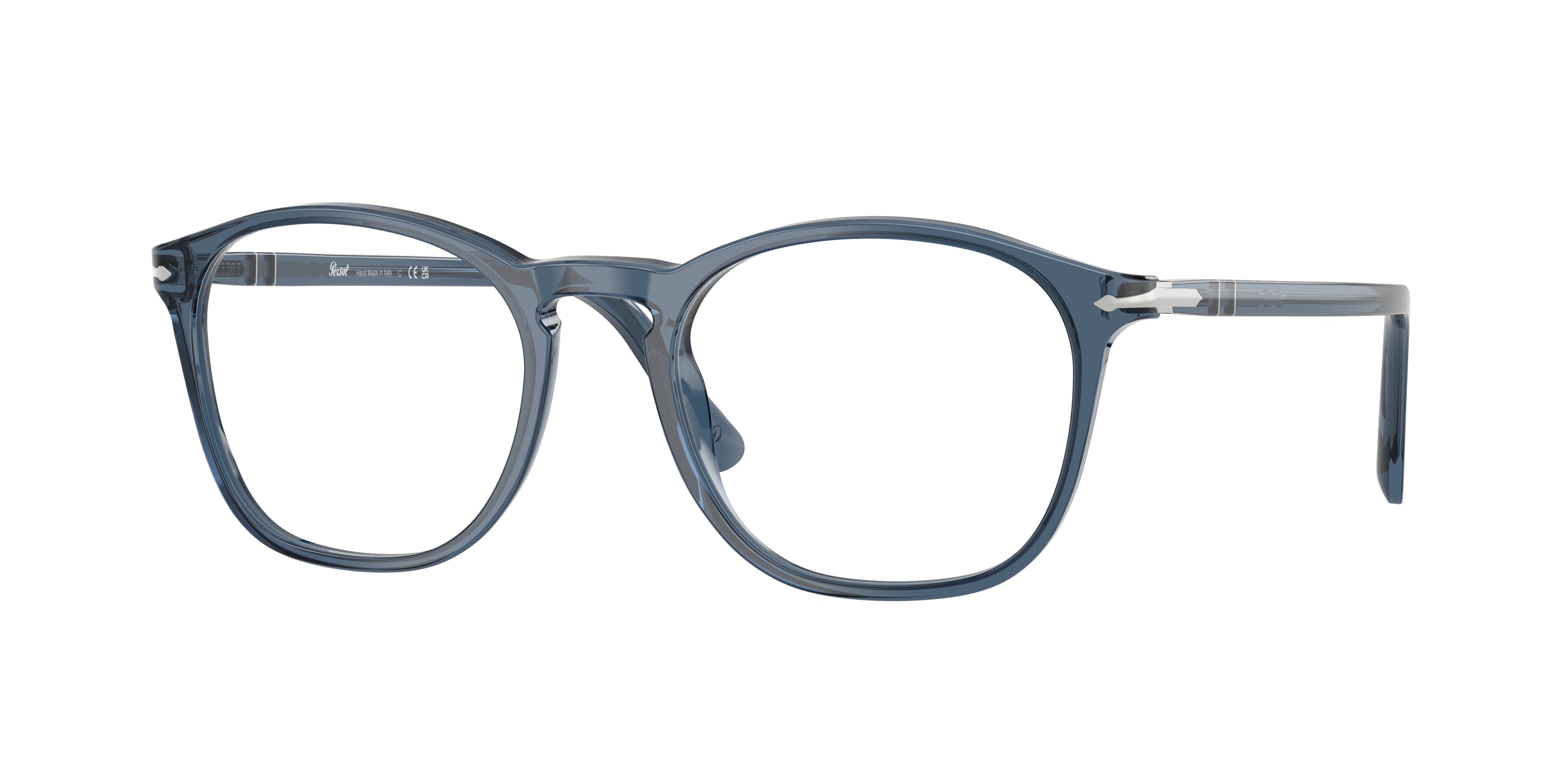 Persol PO3007VM Square Eyeglasses  1197-Transparent Denim Blue 52-145-19 - Color Map Blue