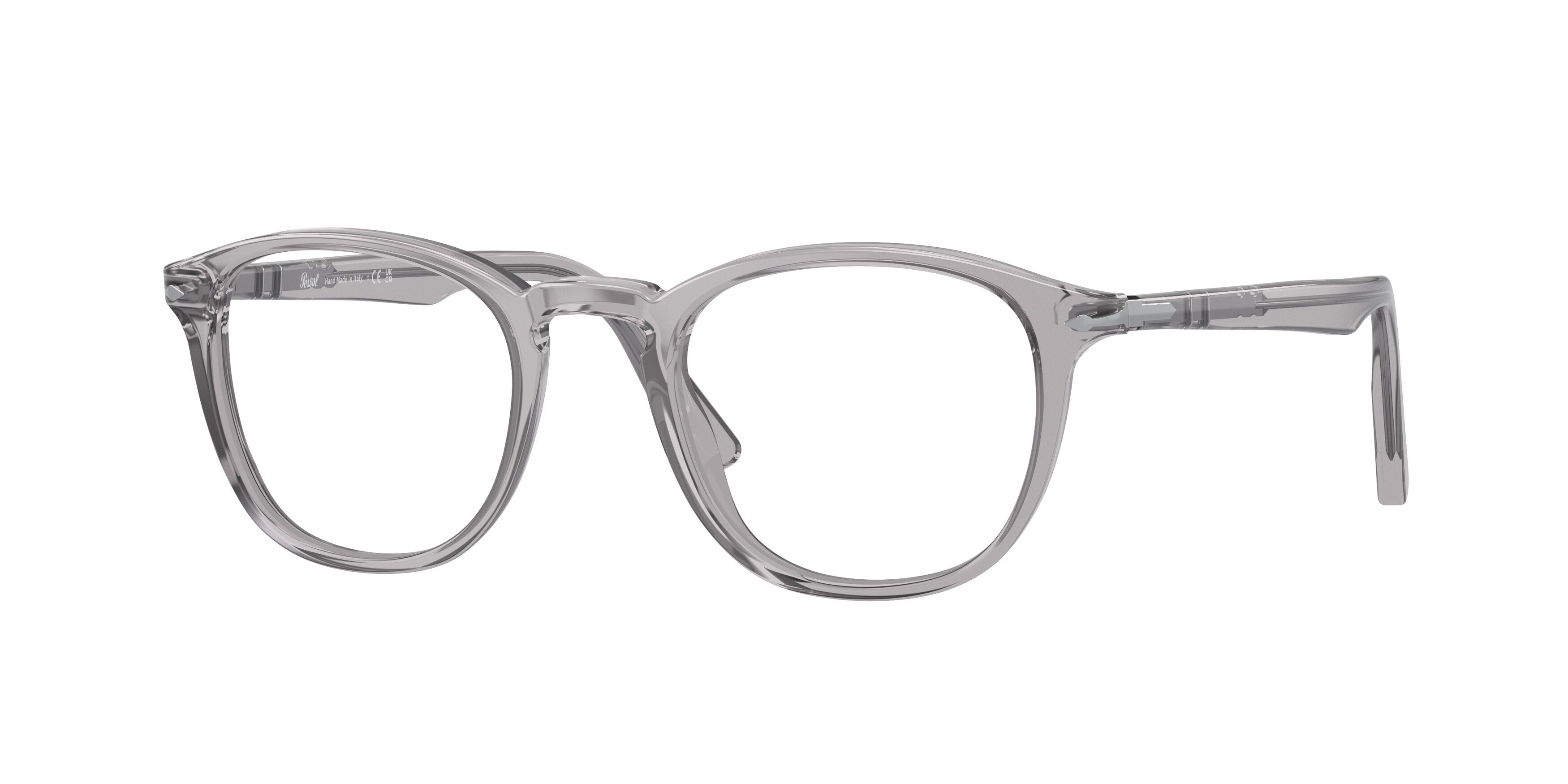 Persol PO3143V Round Eyeglasses  309-Transparent Grey 49-145-21 - Color Map Grey