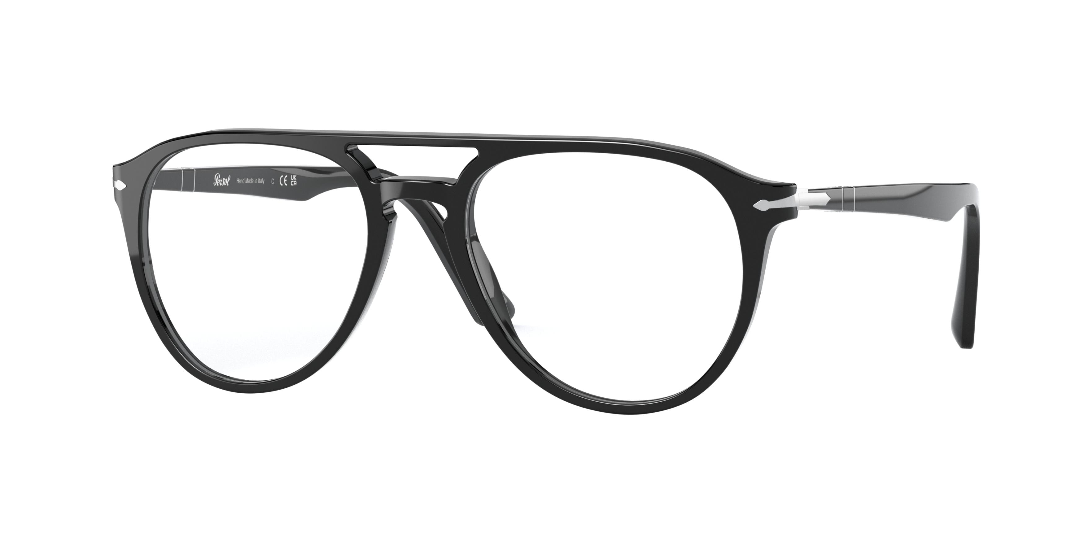 Persol PO3160V Pilot Eyeglasses  095-Black 52-145-18 - Color Map Black