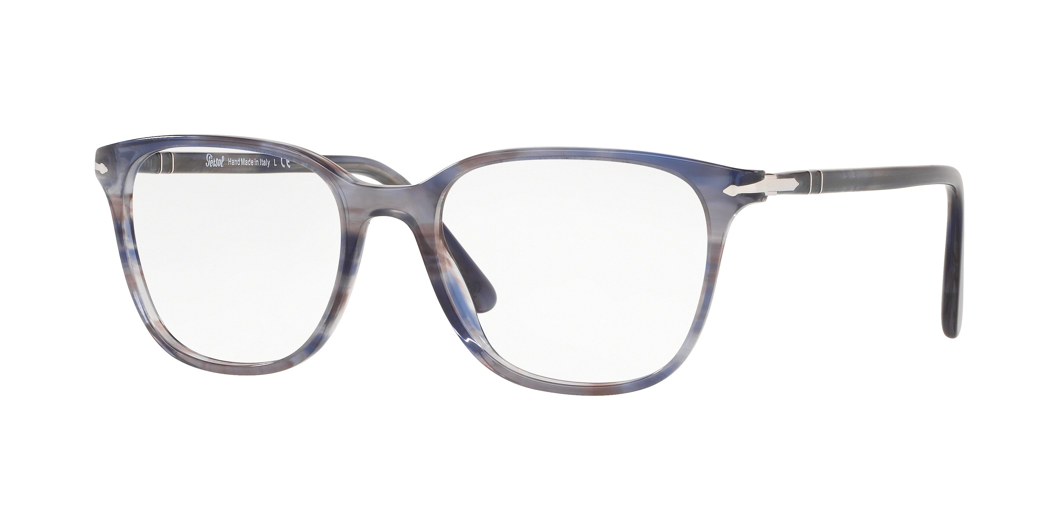 Persol PO3203V Rectangle Eyeglasses  1083-Blue Spotted Grey 53-145-18 - Color Map Grey