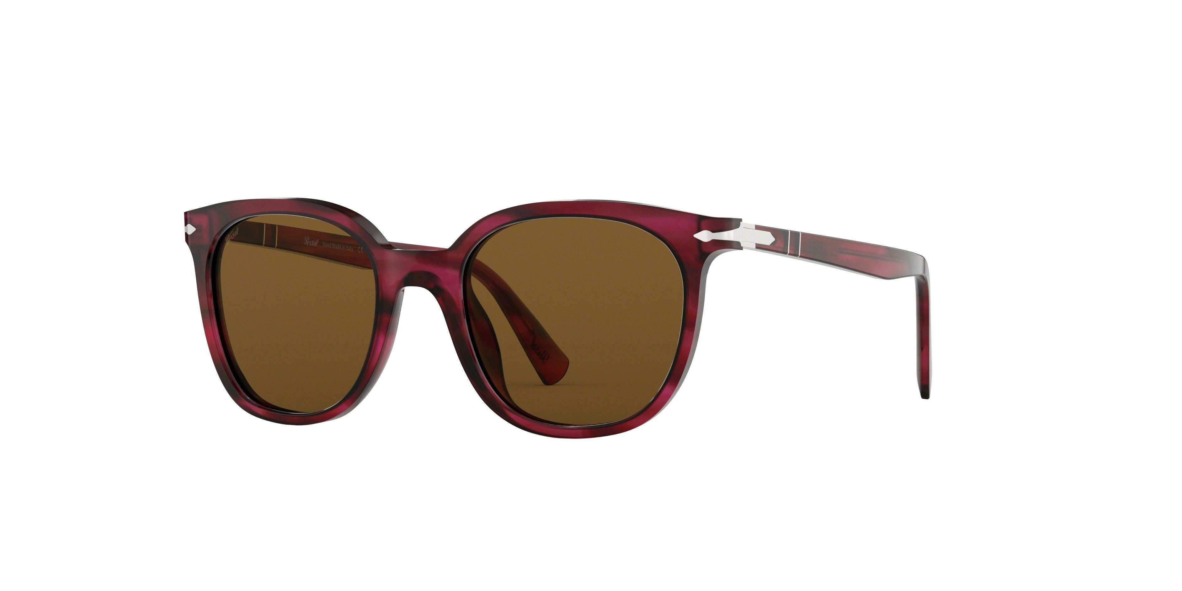 Persol PO3216S Square Sunglasses  108433-Striped Red 51-145-20 - Color Map Red
