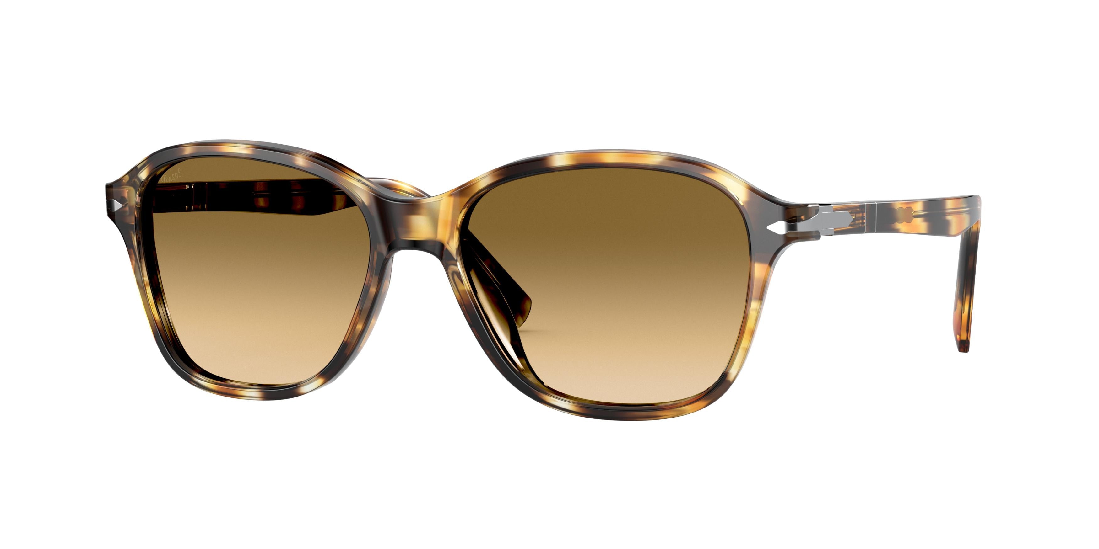 Persol PO3244S Square Sunglasses  112351-Brown Striped Yellow 53-140-16 - Color Map Brown