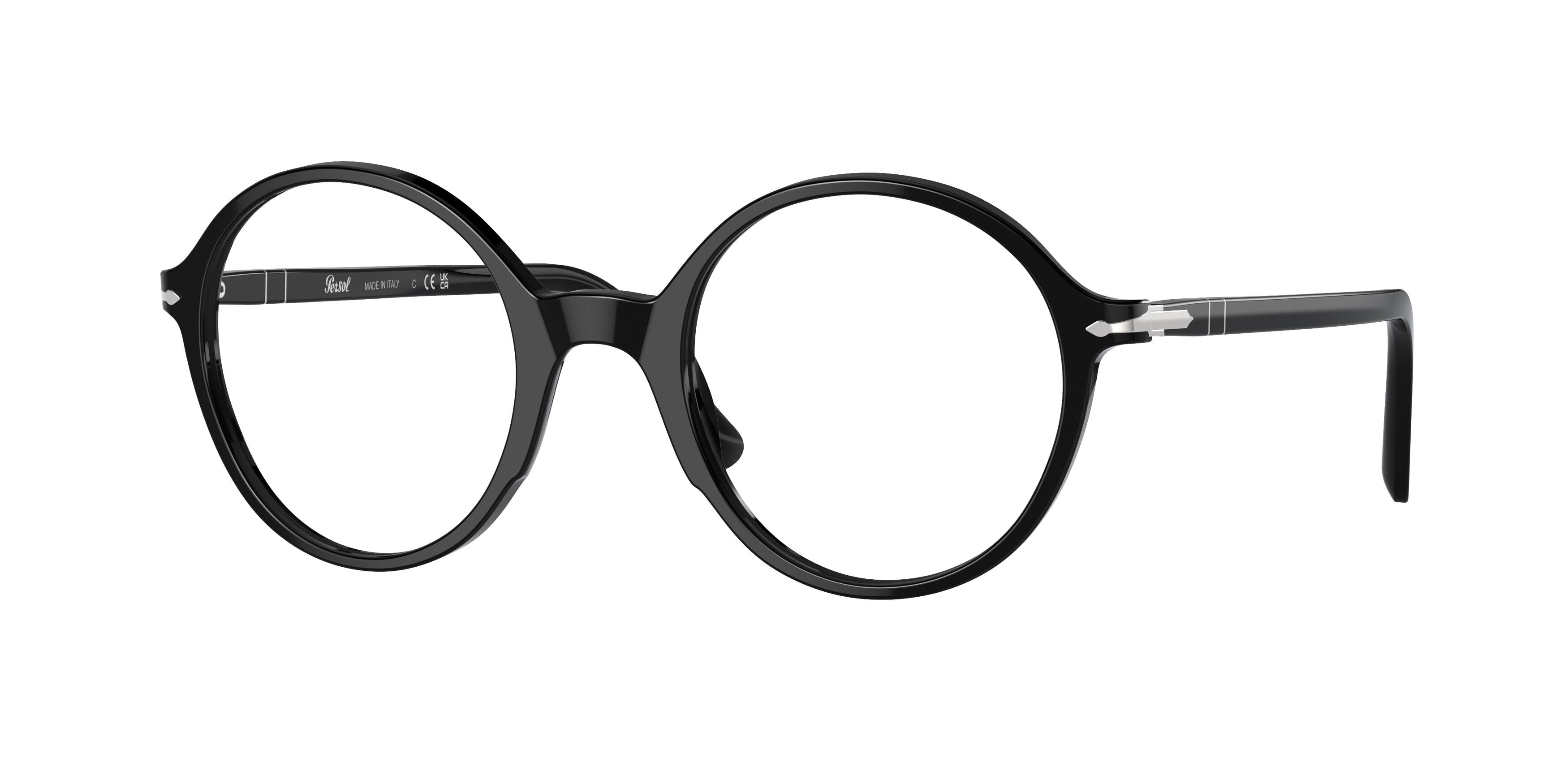 Persol PO3249V Round Eyeglasses  95-Black 47-145-22 - Color Map Black