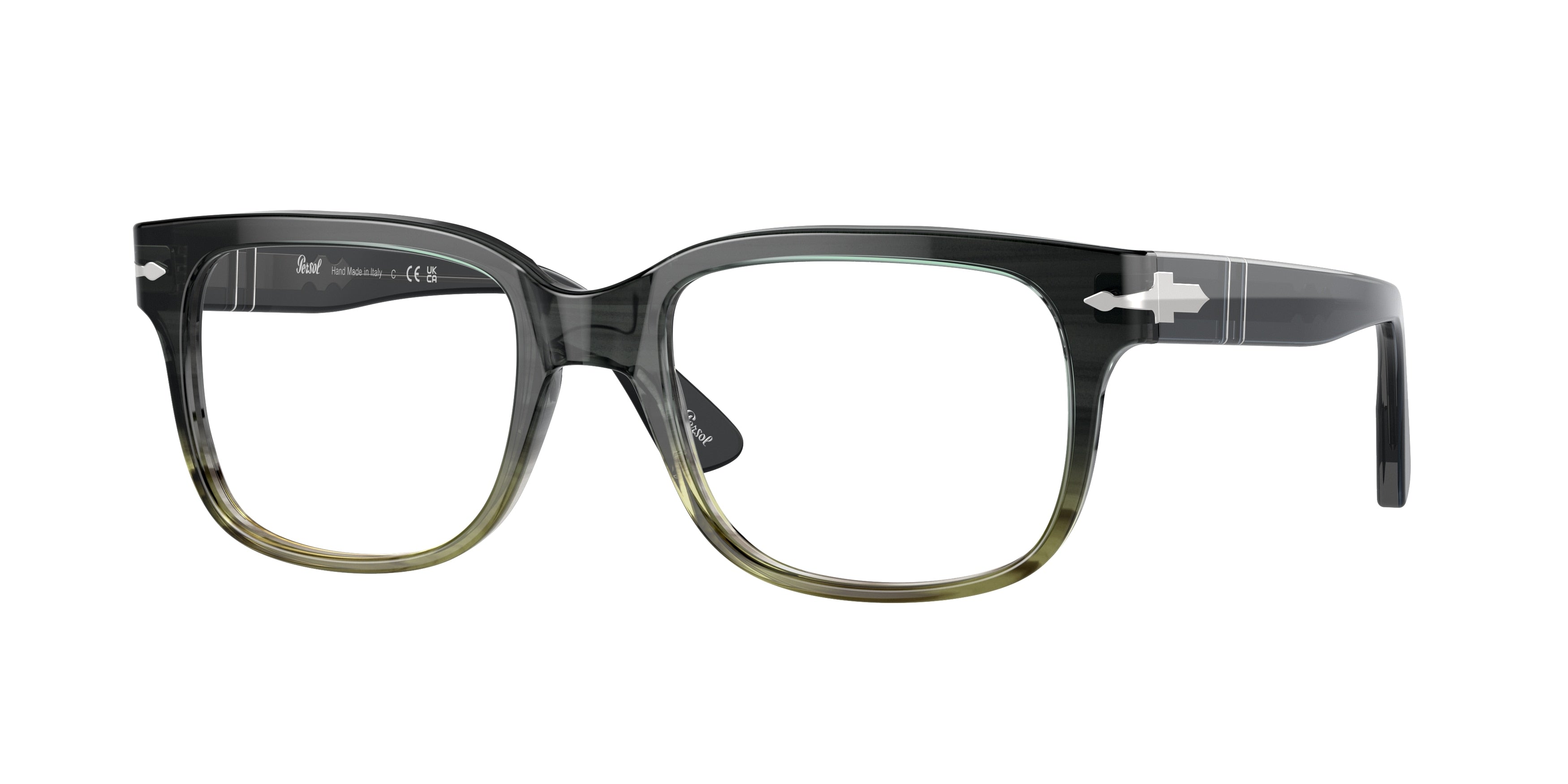 Persol PO3252V Rectangle Eyeglasses  1012-Grey Striped Green Gradient 52-145-19 - Color Map Grey